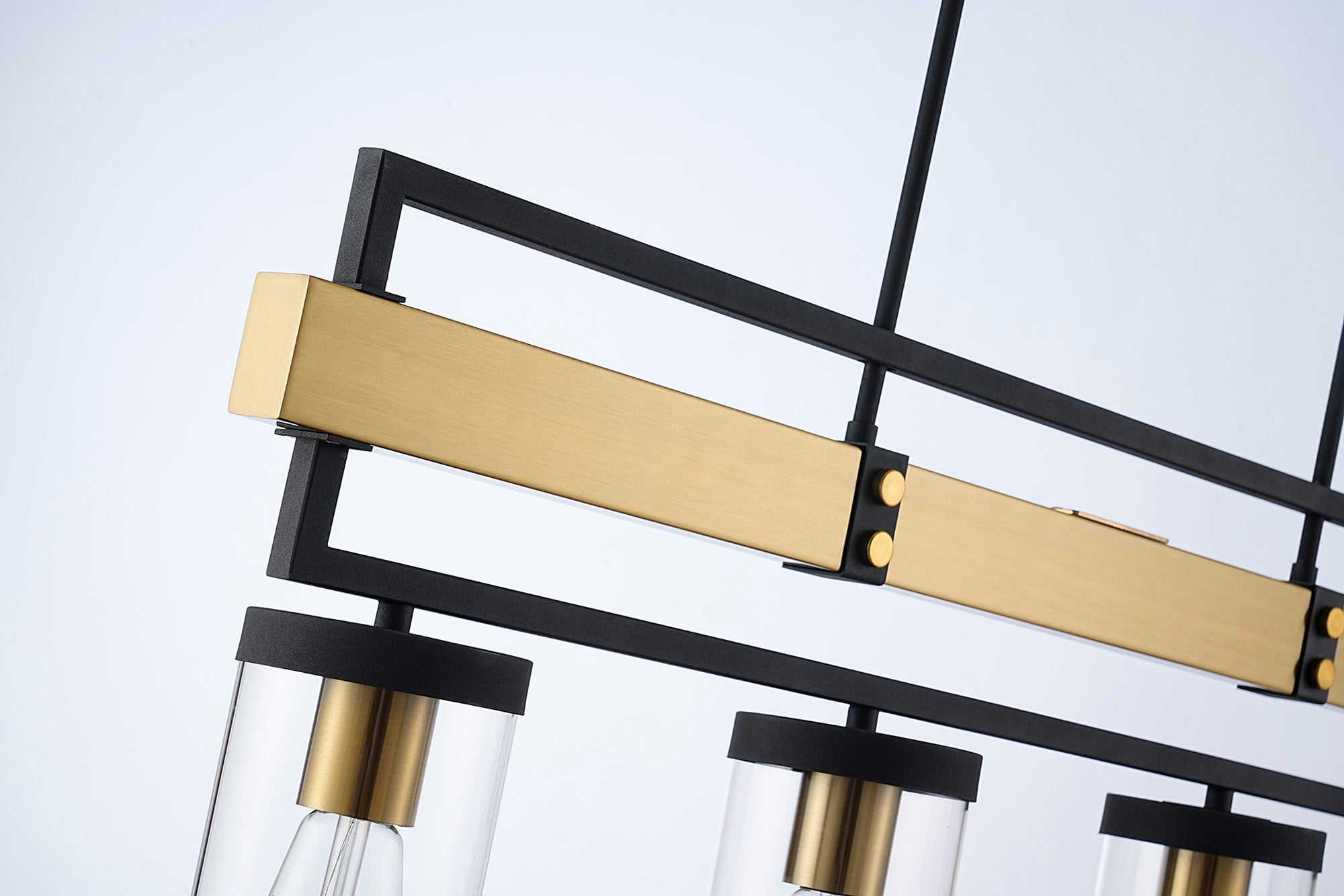 Capri Kitchen Table/Island Light, 4 x E27, Satin Black & Satin Brass