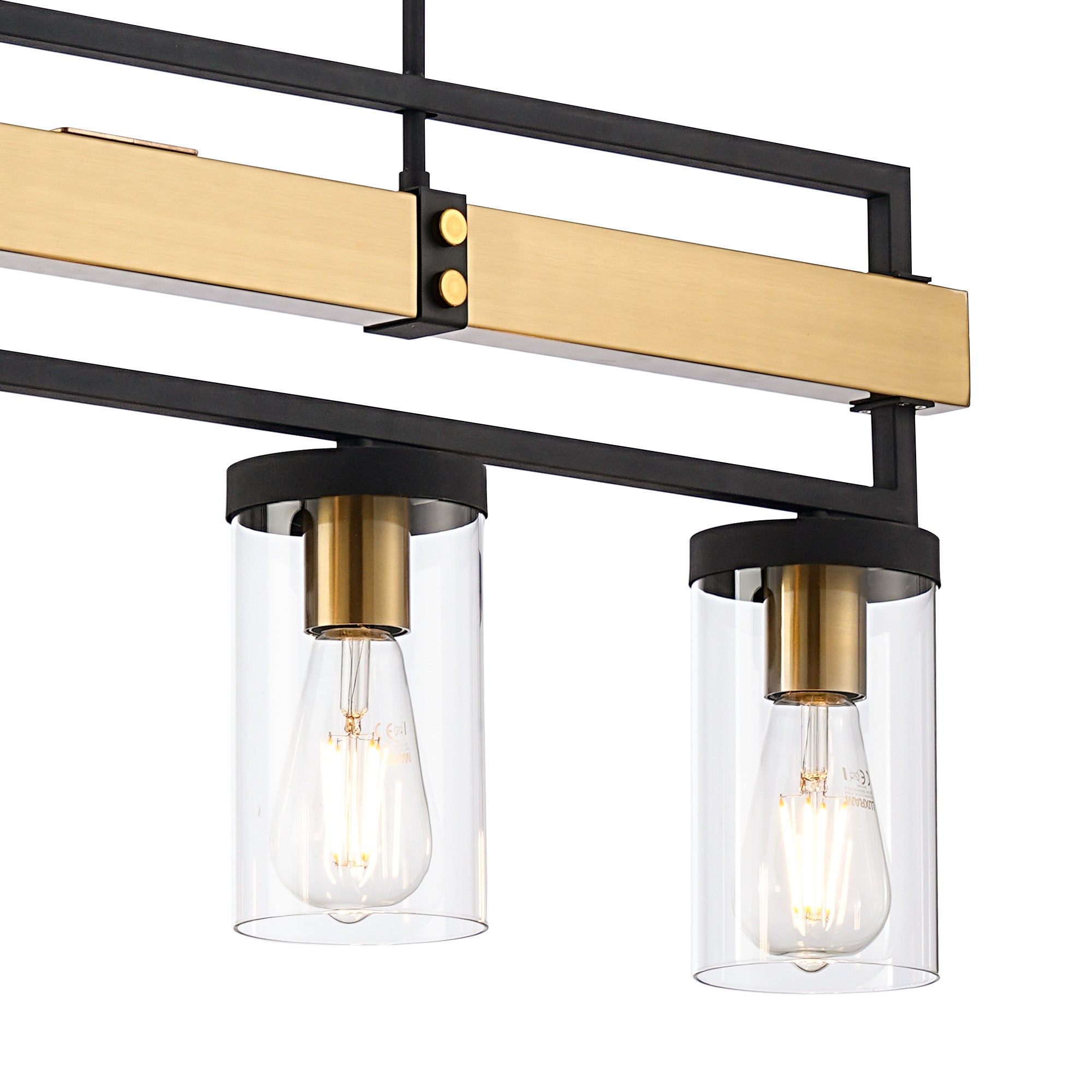 Capri Kitchen Table/Island Light, 4 x E27, Satin Black & Satin Brass