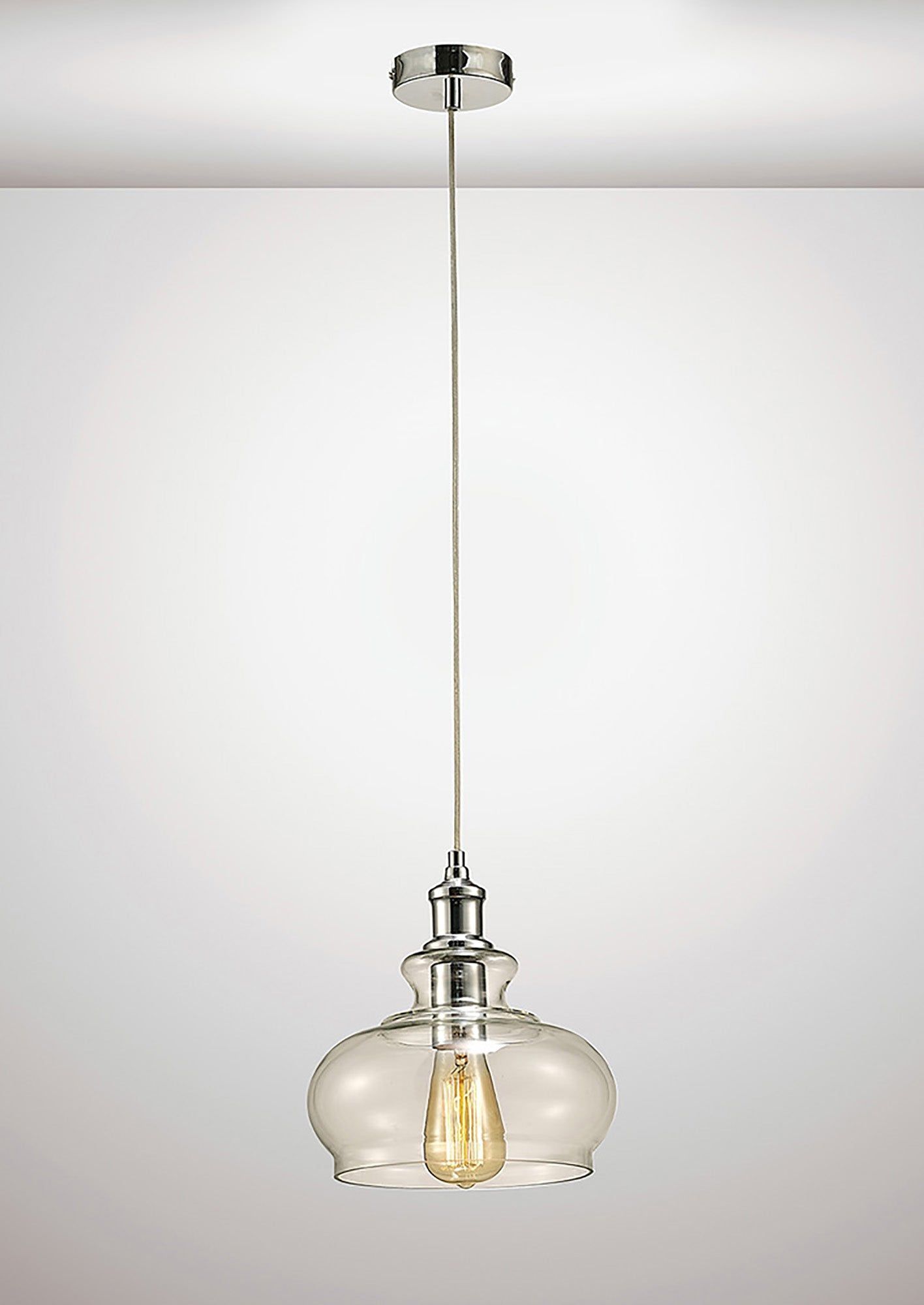 Carla Single Pendant 1 Light E27 Polished Chrome/Clear Glass