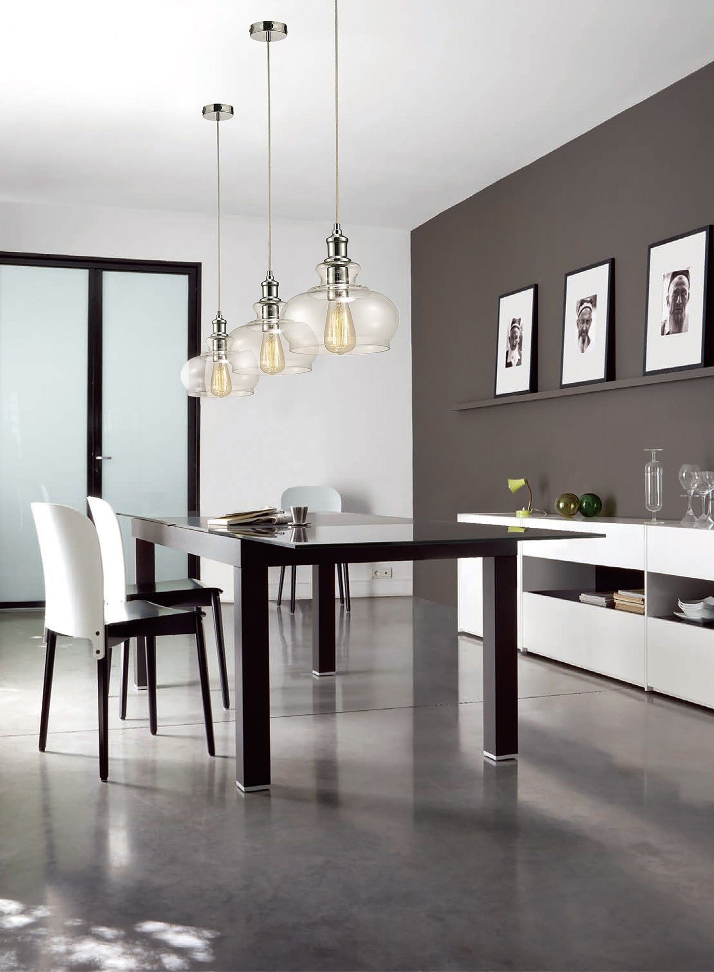 Carla Single Pendant 1 Light E27 Polished Chrome/Clear Glass