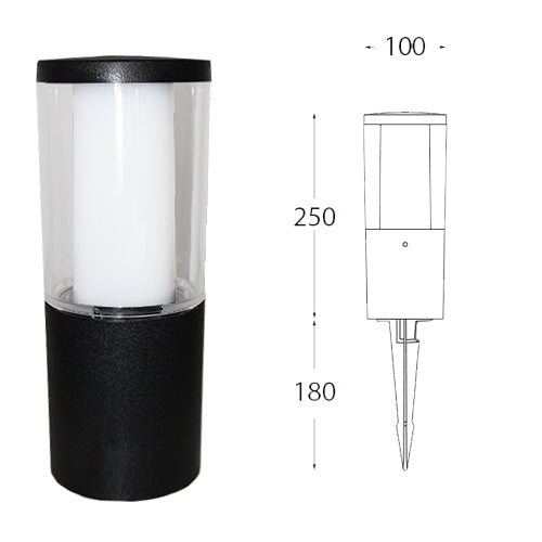 Carlo 250 mm Grey/Black Clear LED 3.5W CCT Bollard Spike Light