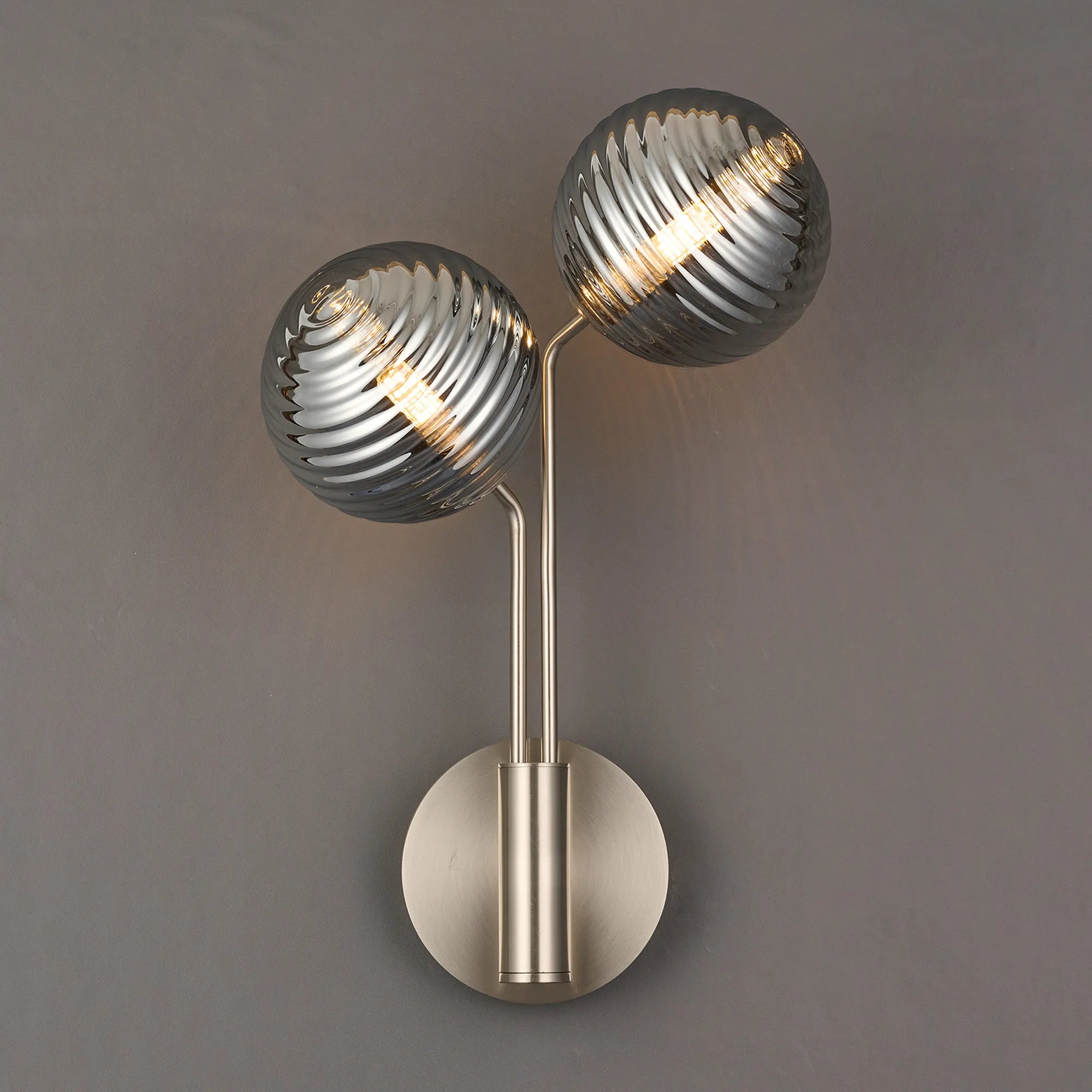 Caledon Wall Light, 2 Light G9, Satin Nickel- Various Glass Finishes