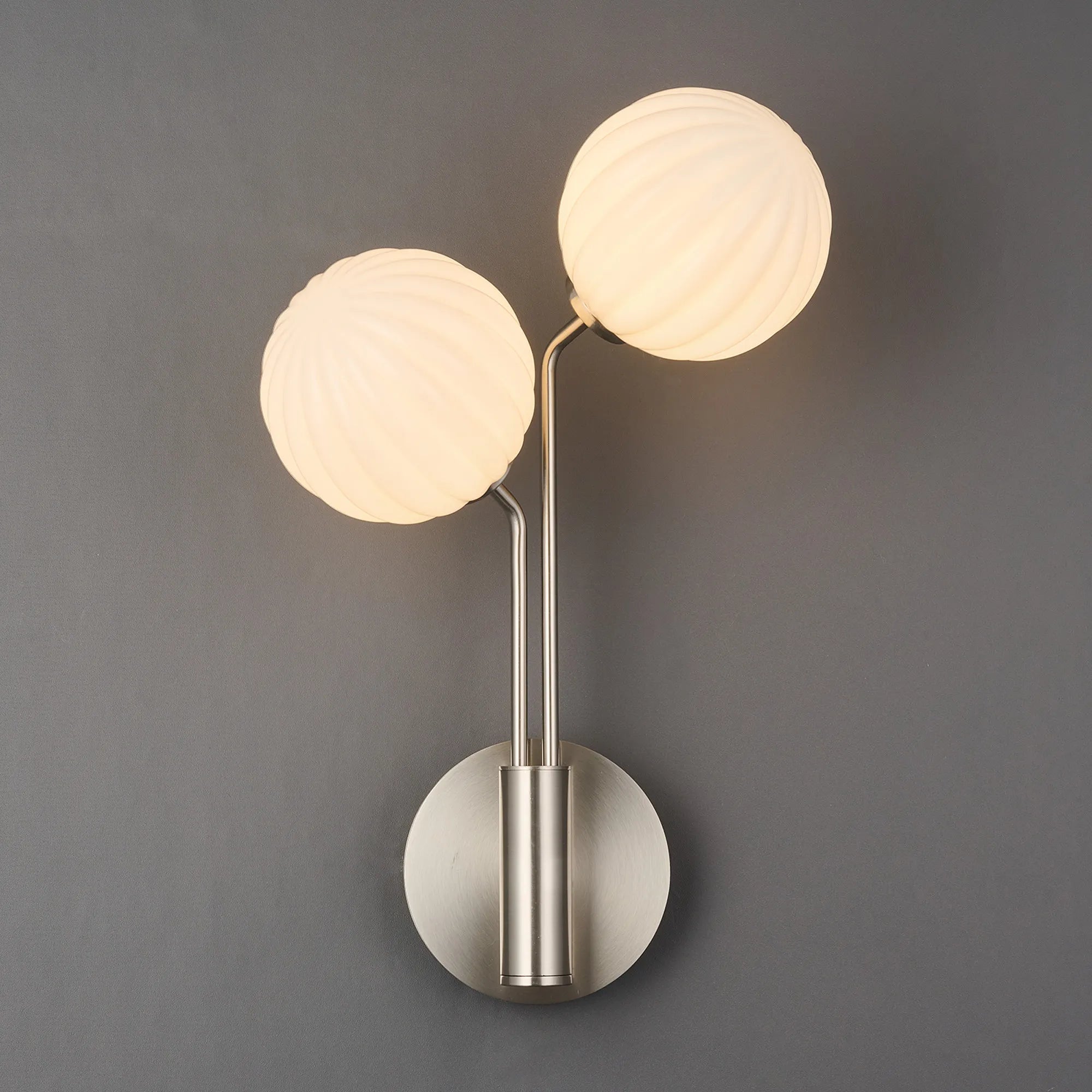 Caledon Wall Light, 2 Light G9, Satin Nickel- Various Glass Finishes