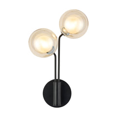 Caledon Wall Light, 2 Light G9, Satin Black- Various Glass Finishes