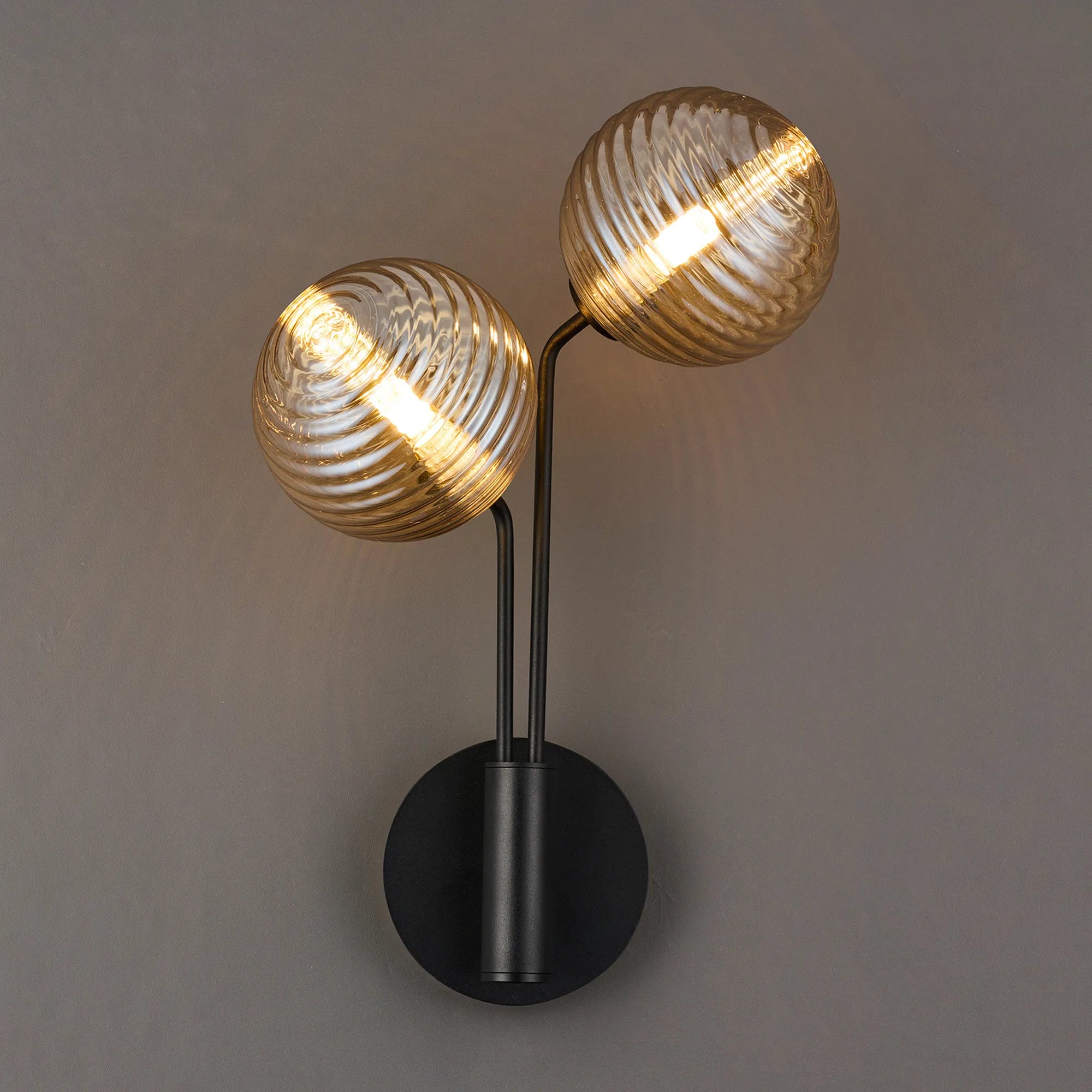 Caledon Wall Light, 2 Light G9, Satin Black- Various Glass Finishes