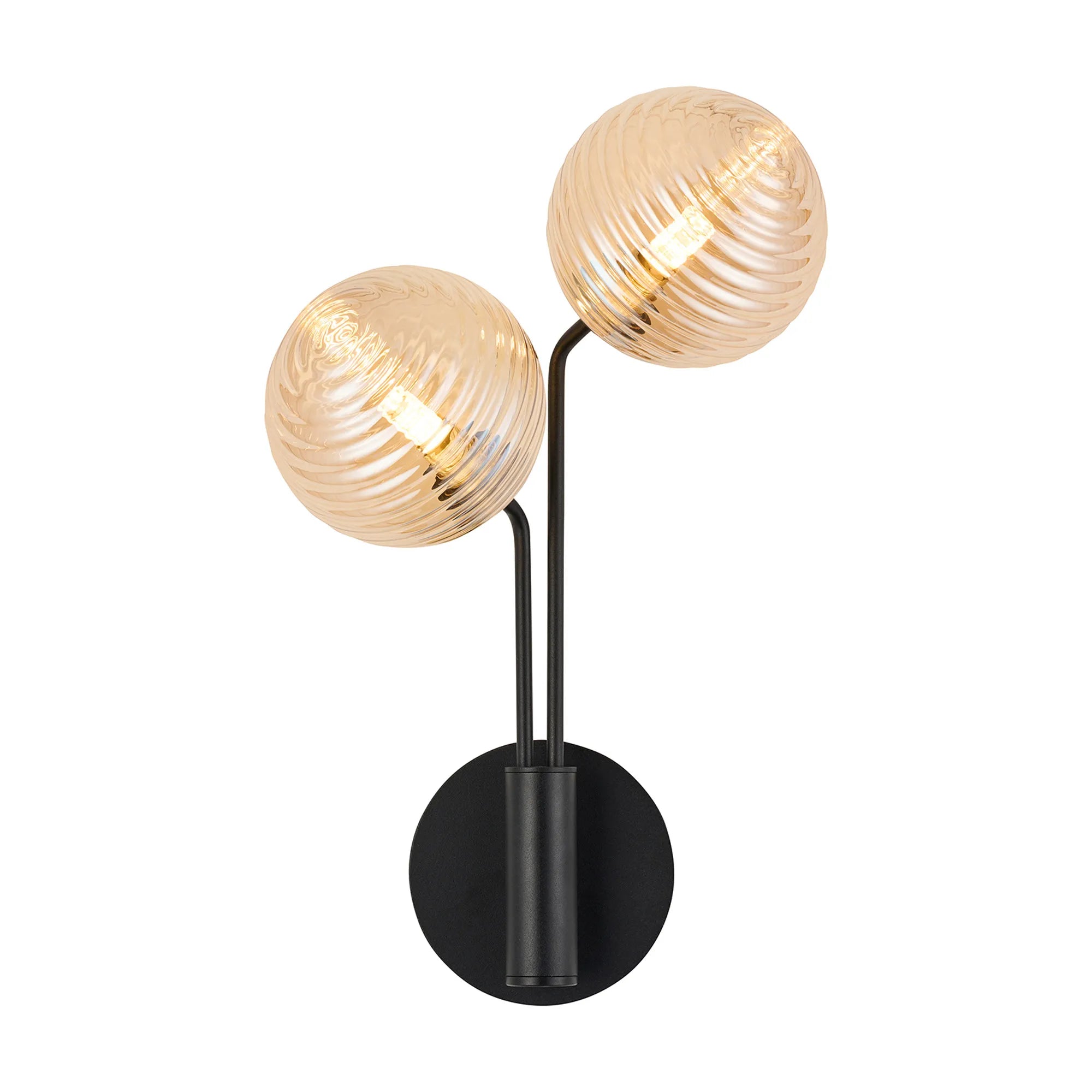 Caledon Wall Light, 2 Light G9, Satin Black- Various Glass Finishes