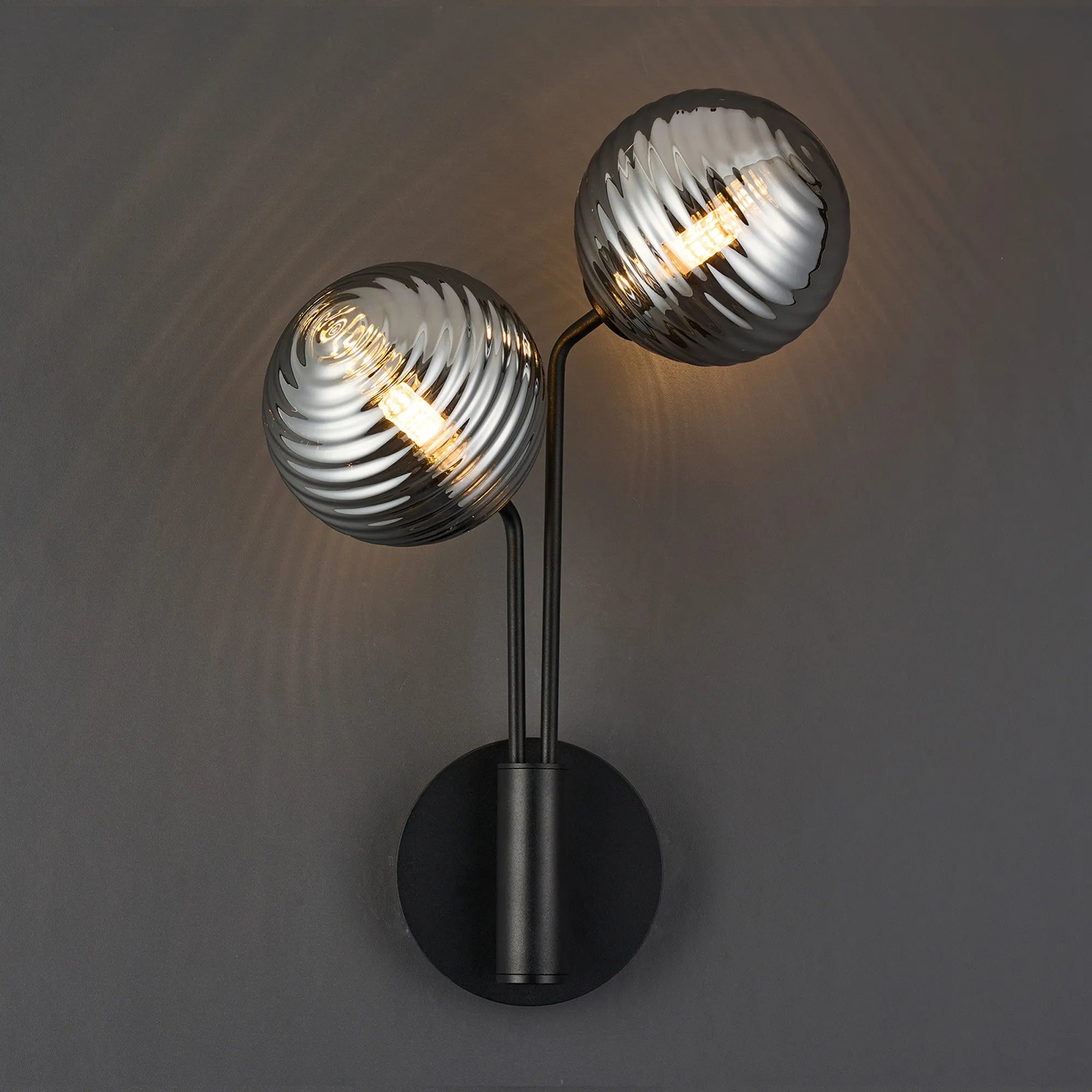 Caledon Wall Light, 2 Light G9, Satin Black- Various Glass Finishes