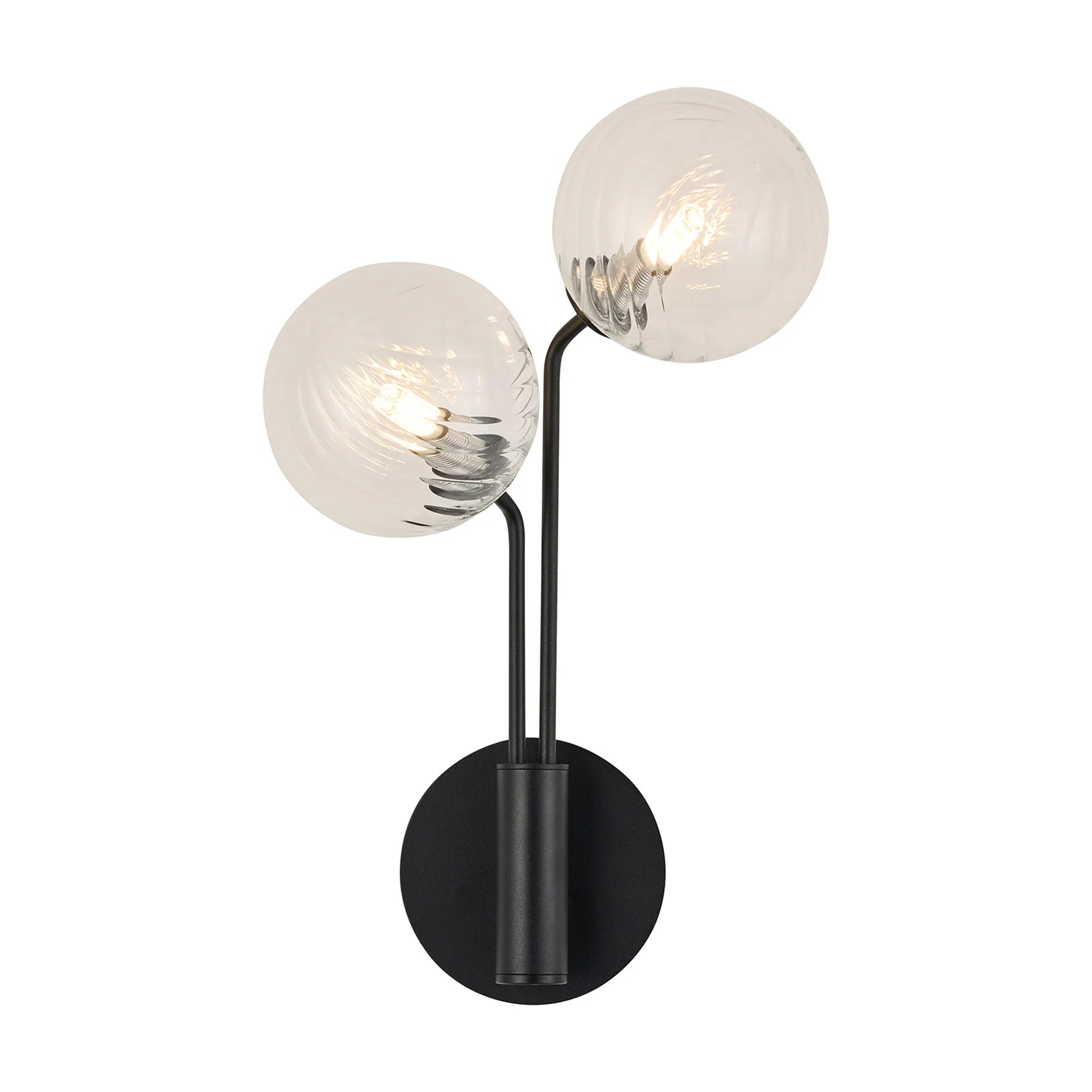 Caledon Wall Light, 2 Light G9, Satin Black- Various Glass Finishes