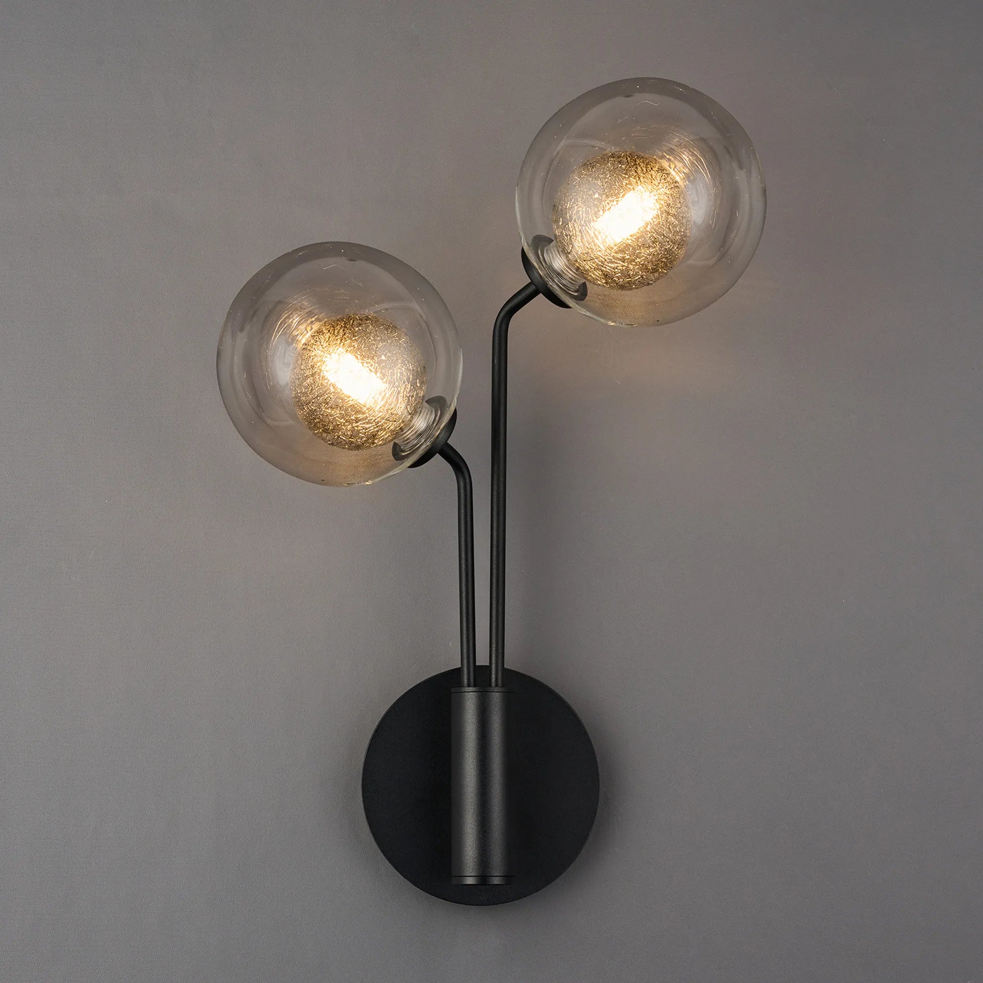 Caledon Wall Light, 2 Light G9, Satin Black- Various Glass Finishes