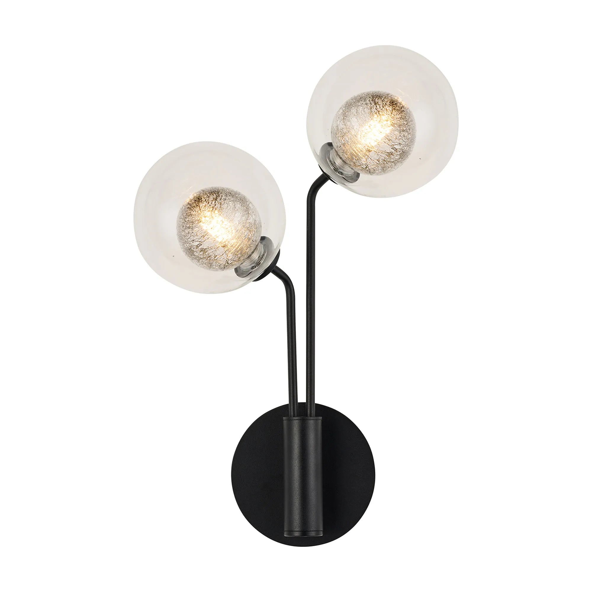 Caledon Wall Light, 2 Light G9, Satin Black- Various Glass Finishes