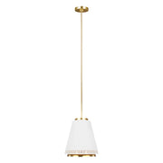 Carter 1 Light Pendant – Matte White & Brass
