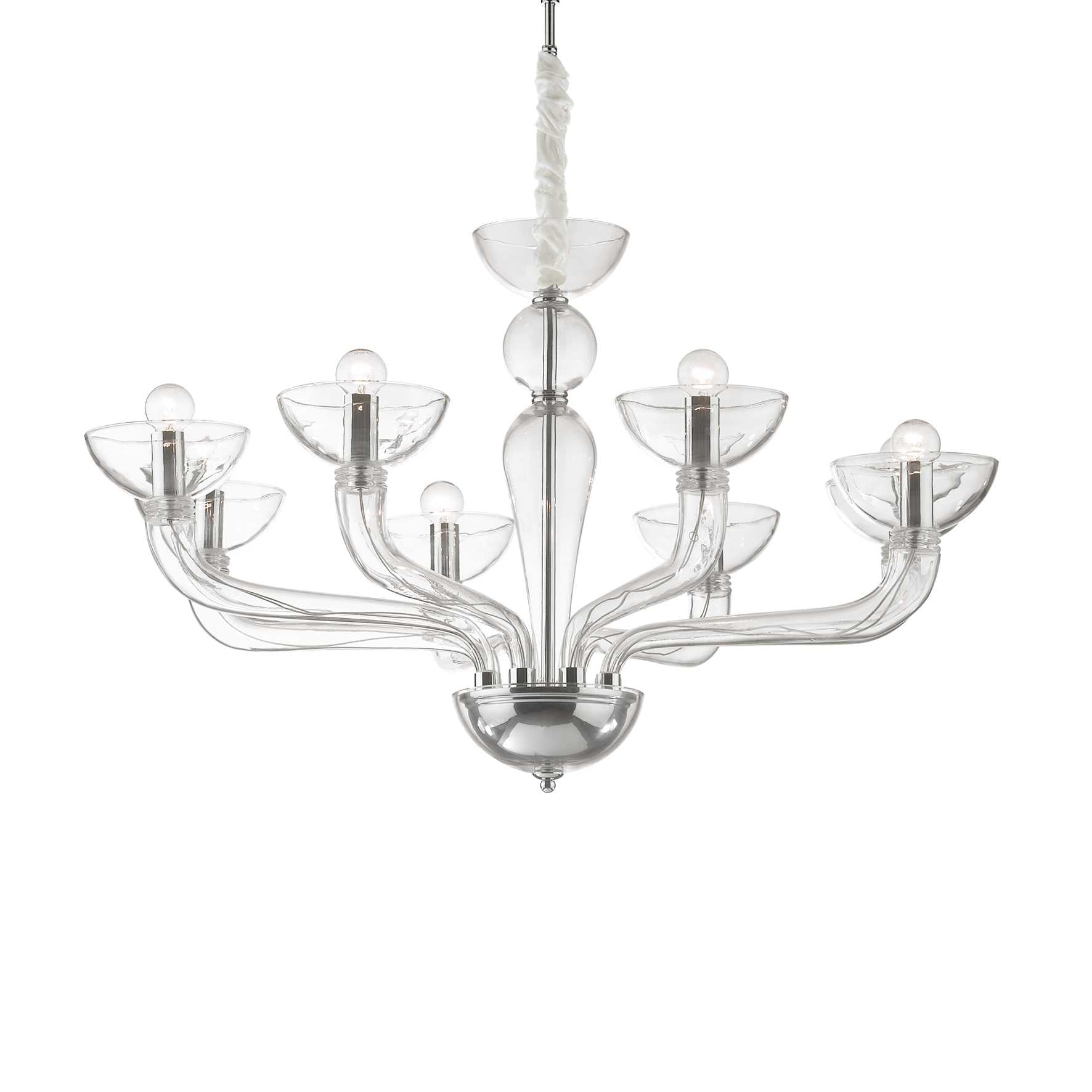 Casanova 8Lt Centre Ceiling Light - White/Smokey Grey/Transparent Finish - Cusack Lighting