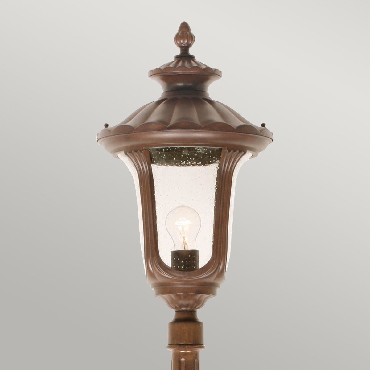 Chicago 1 Light Medium/Large Pillar Lantern - Bronze - Rusty Bronze Patina/Textured Black IP44 E27