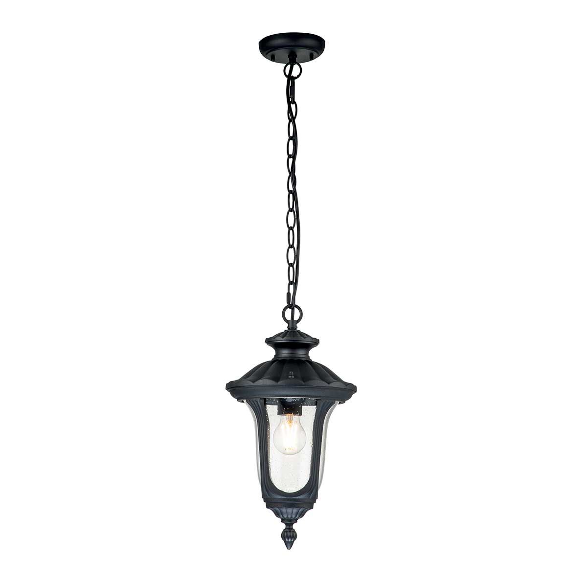 Chicago 1 Light Small Chain Lantern - Rusty Bronze Patina/Textured Black IP44 E27
