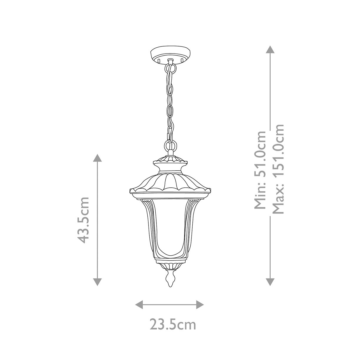 Chicago 1 Light Small Chain Lantern - Rusty Bronze Patina/Textured Black IP44 E27
