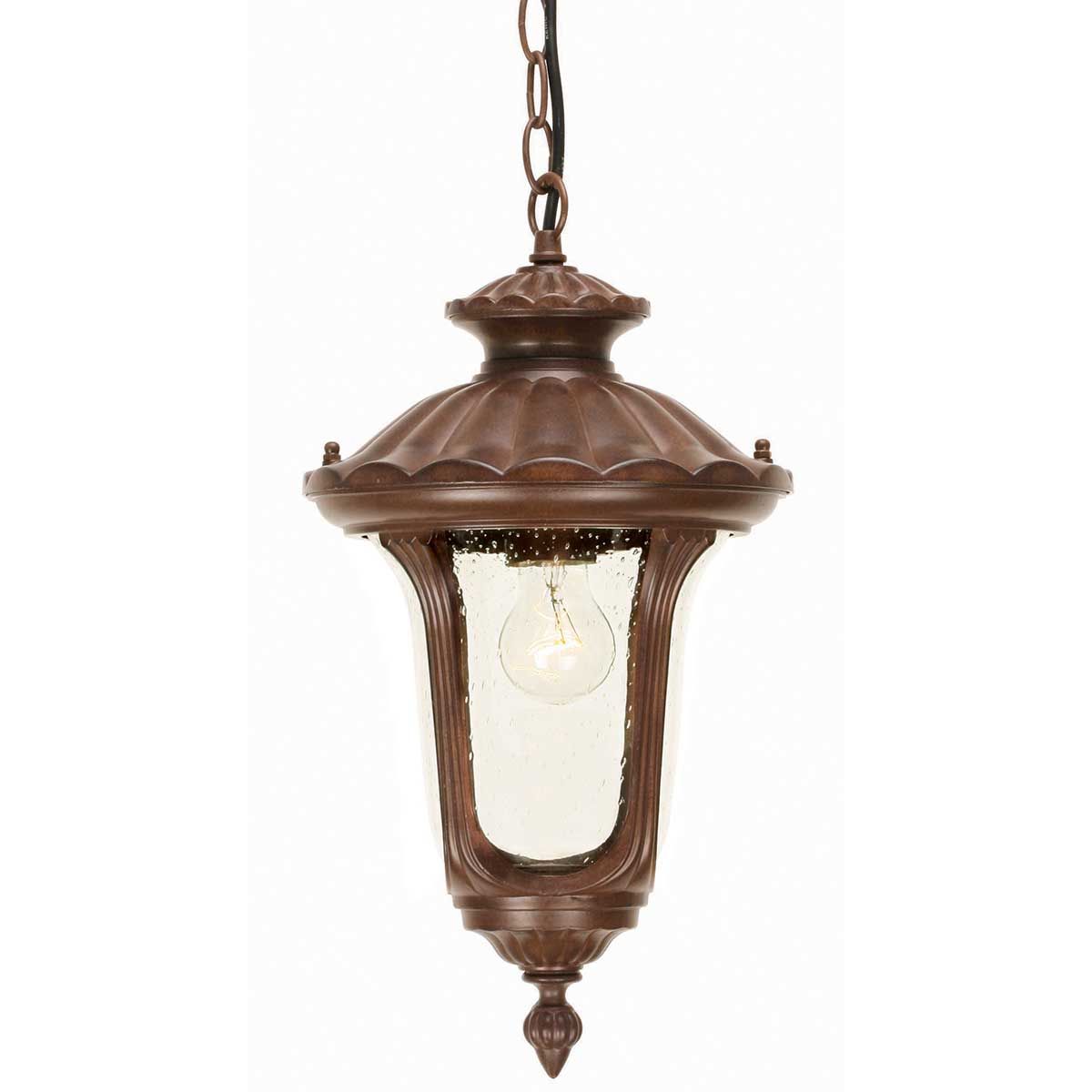 Chicago 1 Light Small Chain Lantern - Rusty Bronze Patina/Textured Black IP44 E27