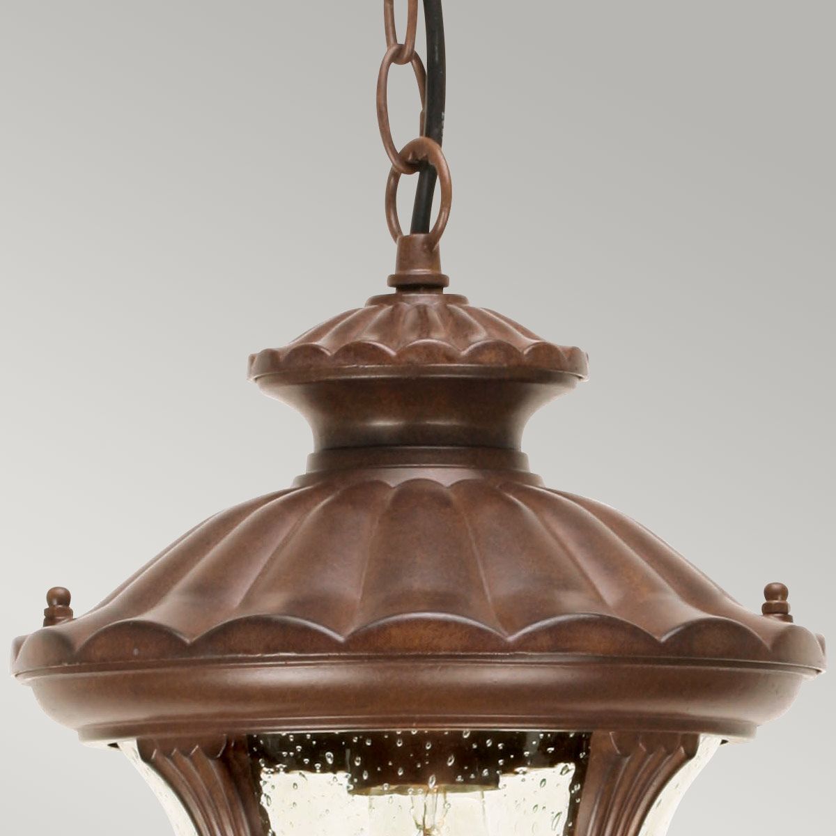 Chicago 1 Light Small Chain Lantern - Rusty Bronze Patina/Textured Black IP44 E27