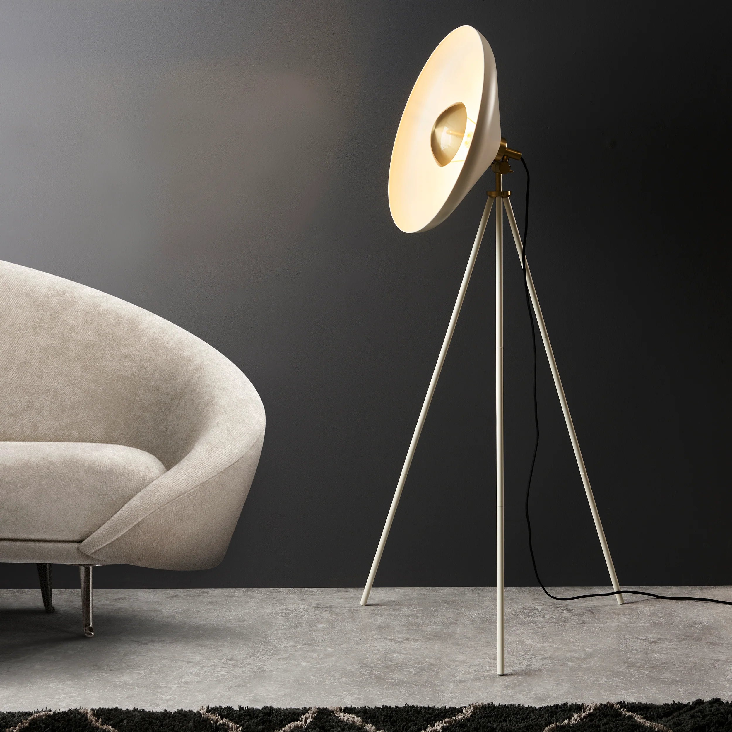 Hubble 1Lt Tripod Floor Lamp - Brass/Black