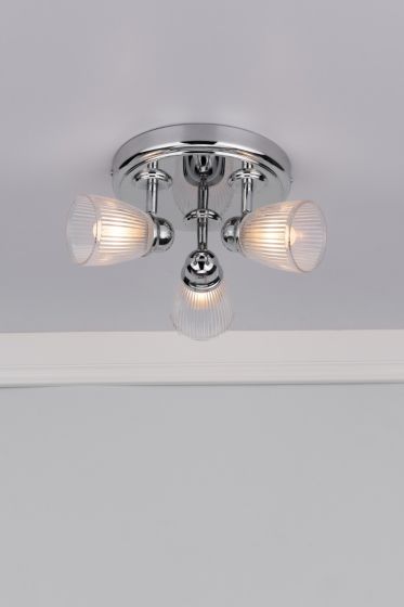 Cedric Bathroom 3Lt Spotlight IP44 - Polished Chrome/Antique Brass