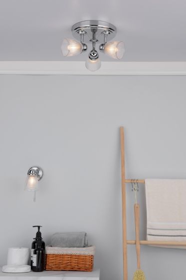Cedric Bathroom 3Lt Spotlight IP44 - Polished Chrome/Antique Brass
