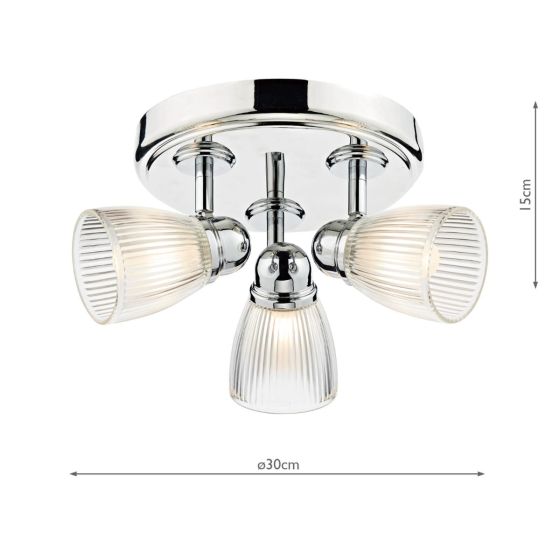 Cedric Bathroom 3Lt Spotlight IP44 - Polished Chrome/Antique Brass