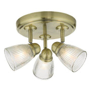 Cedric 3 Light Spotlight Antique Brass Glass IP44 - Cusack Lighting
