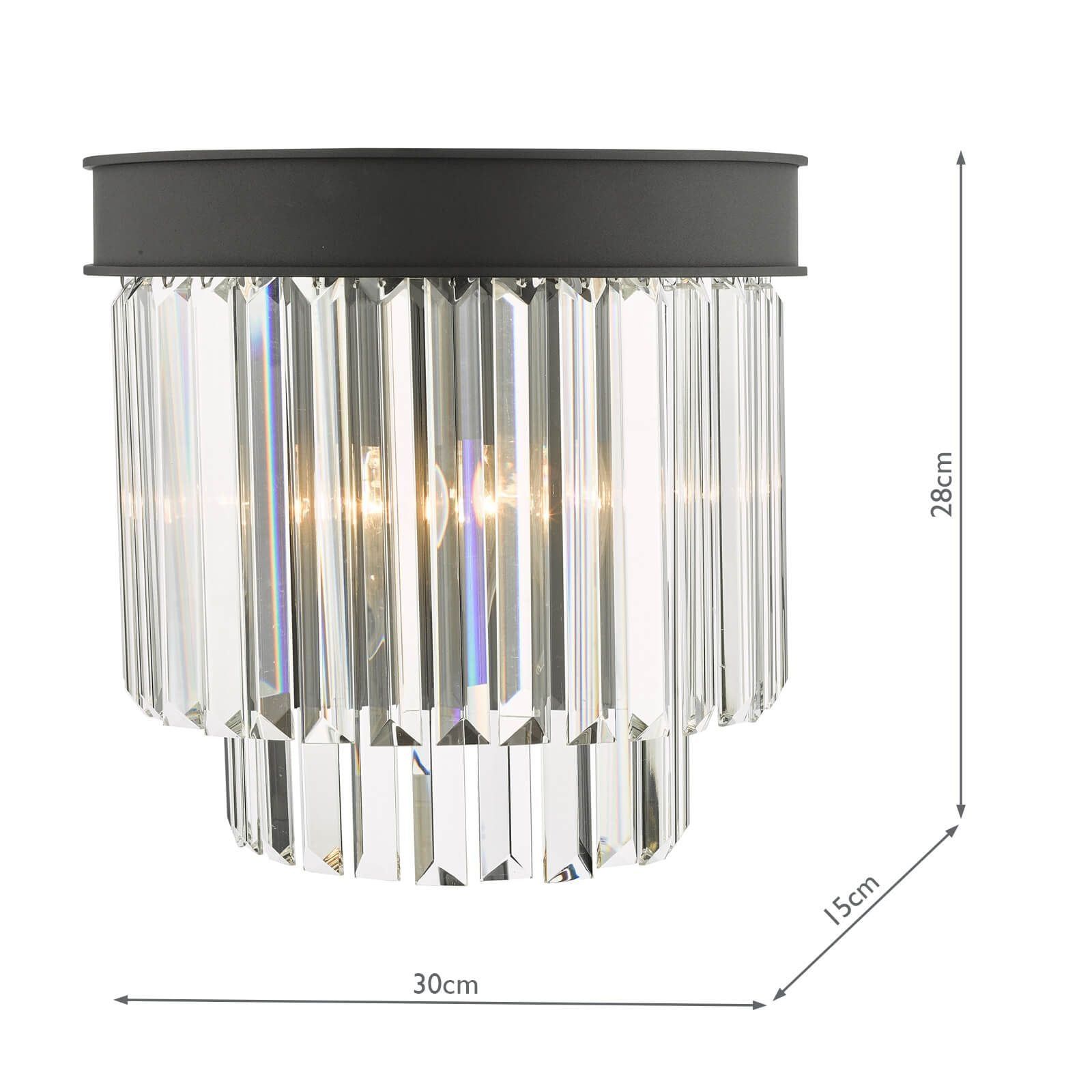 Dar Celeus 2Lt Wall Light - Matt Anthracite & Crystal Finish, IP20