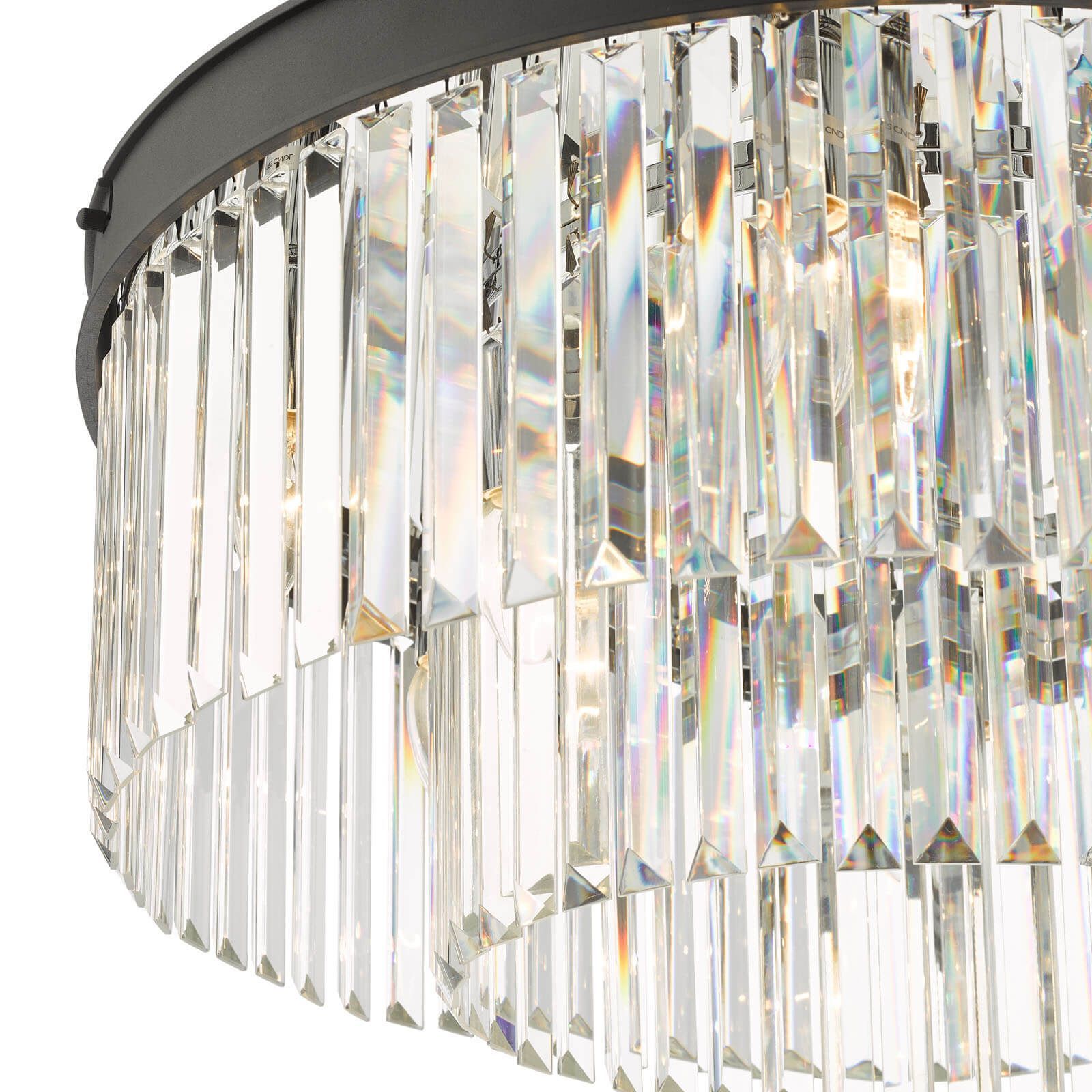 Dar Celeus 6Lt Flush Ceiling Light - Matt Anthracite & Crystal Finish, IP20