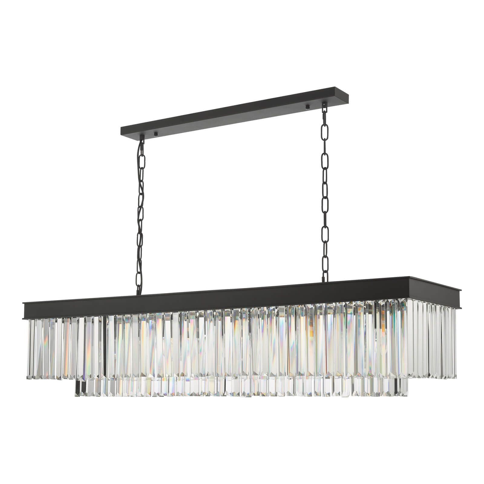 Dar Celeus 6Lt Kitchen Table/Island Ceiling Light Bar - Anthracite & Crystal Finish, IP20