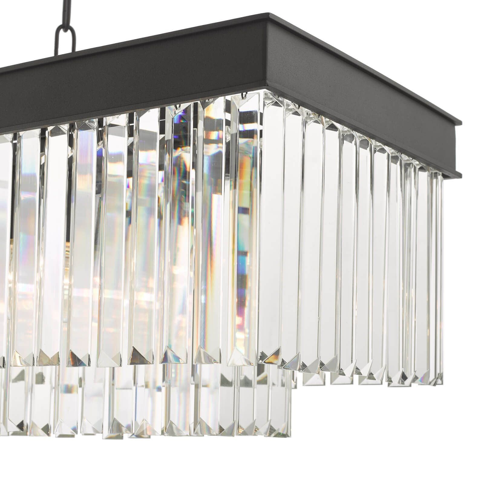 Dar Celeus 6Lt Kitchen Table/Island Ceiling Light Bar - Anthracite & Crystal Finish, IP20