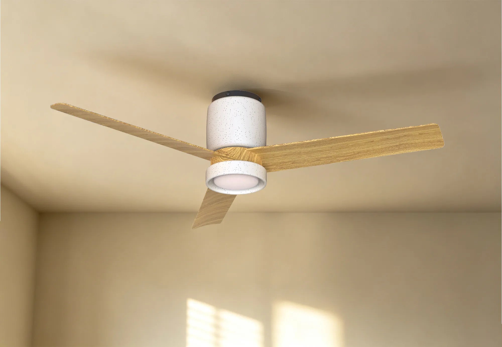 Ceramica M 1.2m LED Dimmable Ceiling Light With Built-In DC Fan- White/ Beige