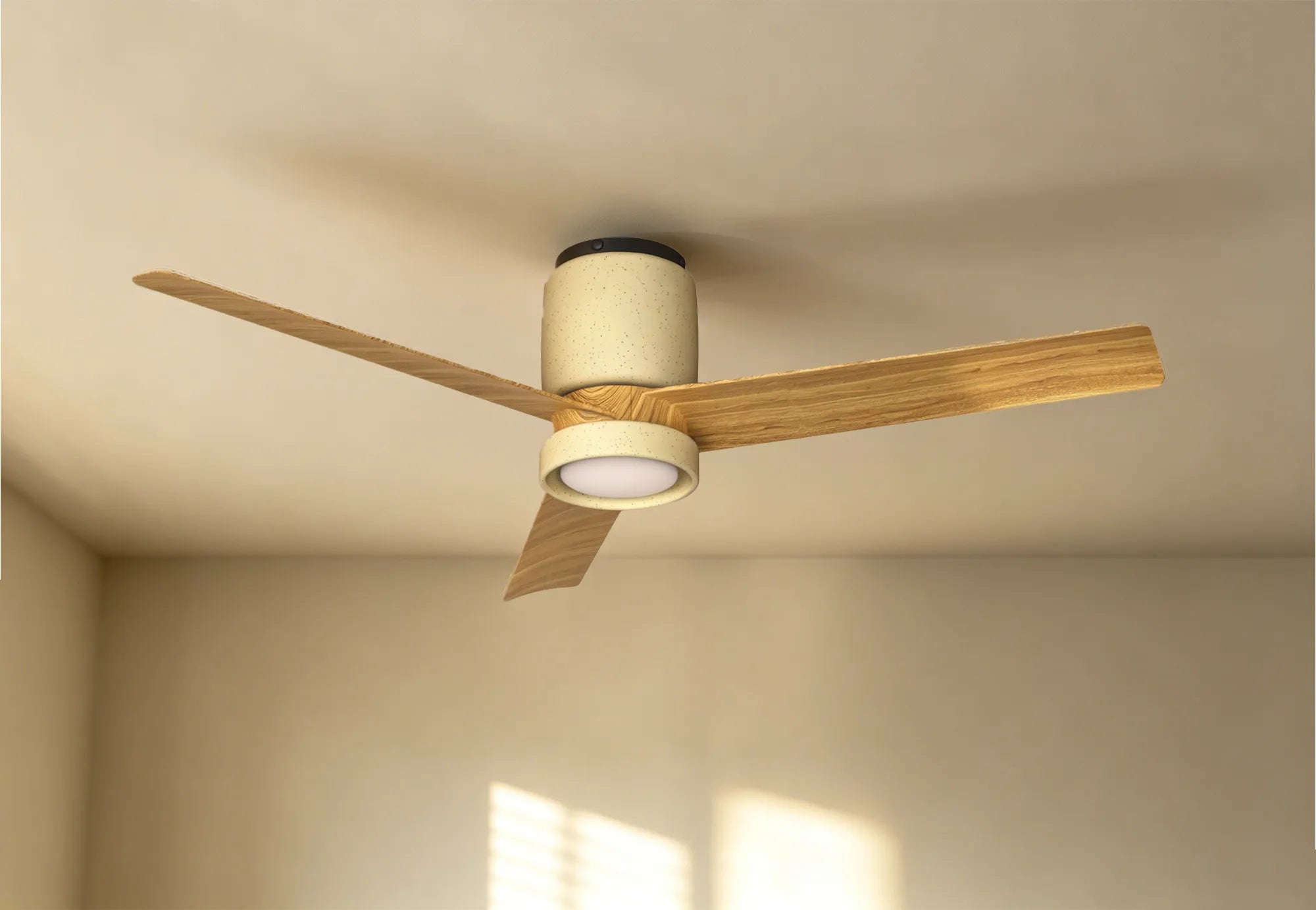 Ceramica M 1.2m LED Dimmable Ceiling Light With Built-In DC Fan- White/ Beige