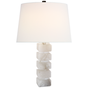 Square Chunky Stacked Table Lamp - Alabaster