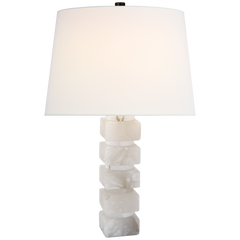 Square Chunky Stacked Table Lamp - Alabaster