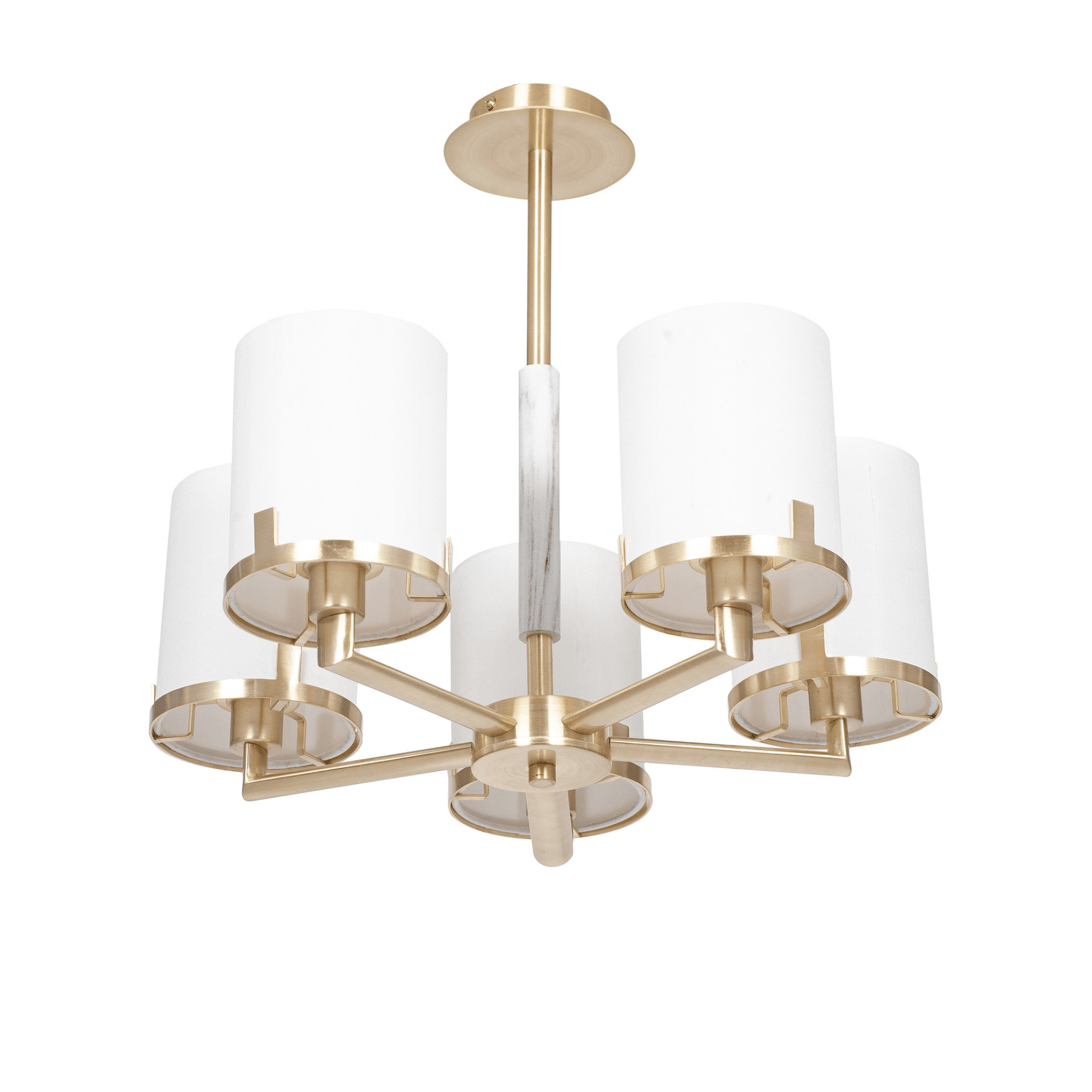 Champagne Gold Metal Marble Effect 5 Arm Pendant - Cusack Lighting
