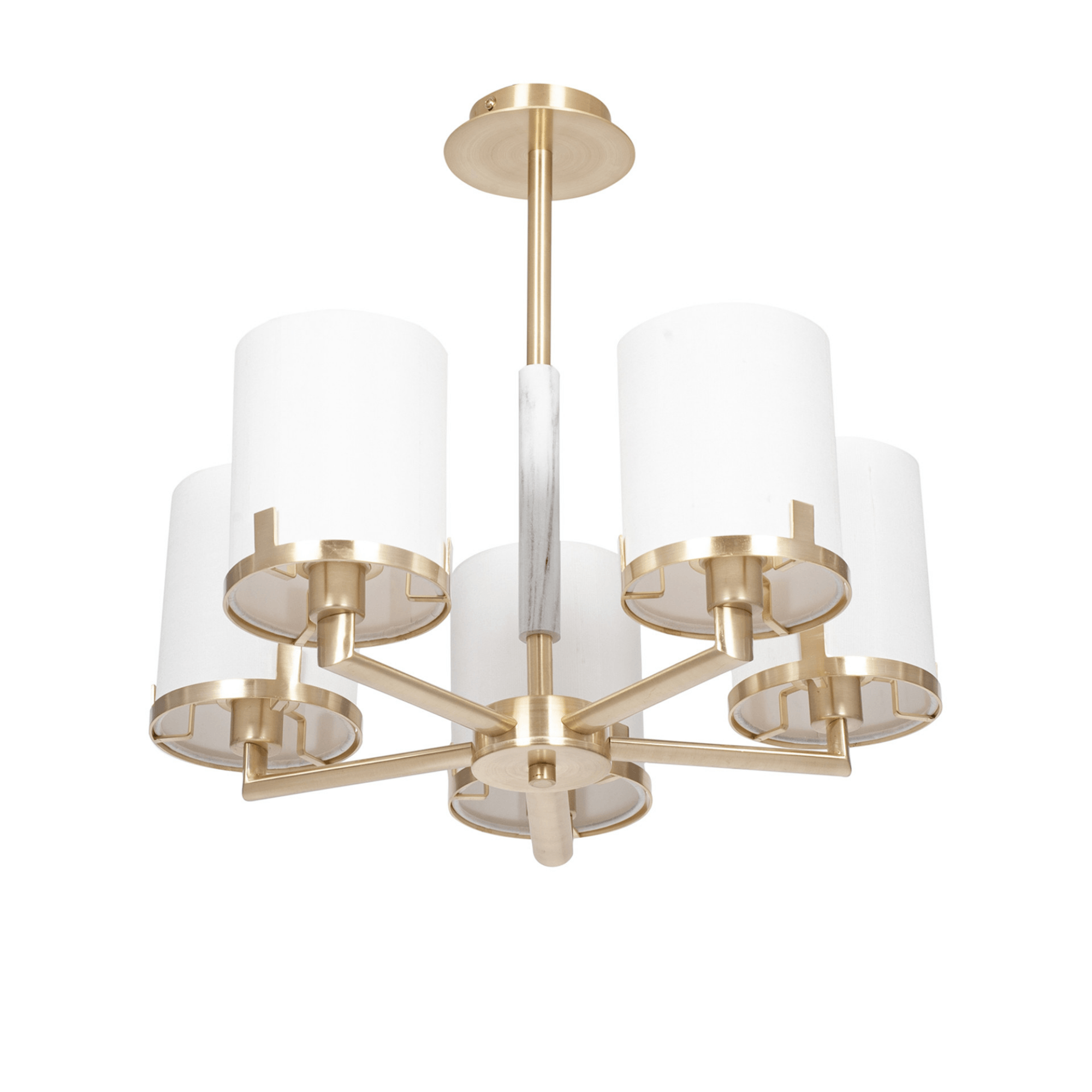 Champagne Gold Metal Marble Effect 5 Arm Pendant - Cusack Lighting