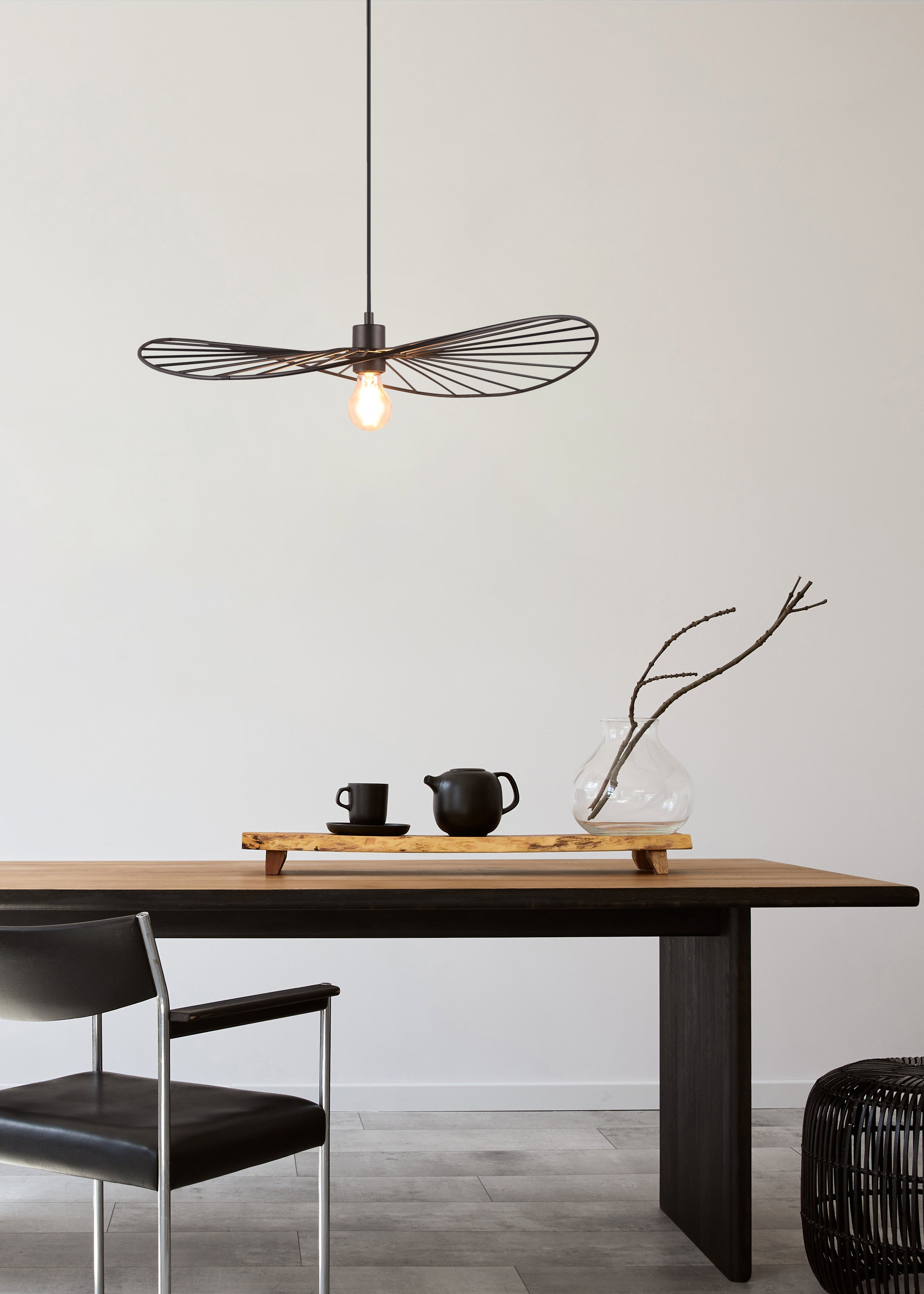Chapeau Hanging Pendant - Black / White Finish