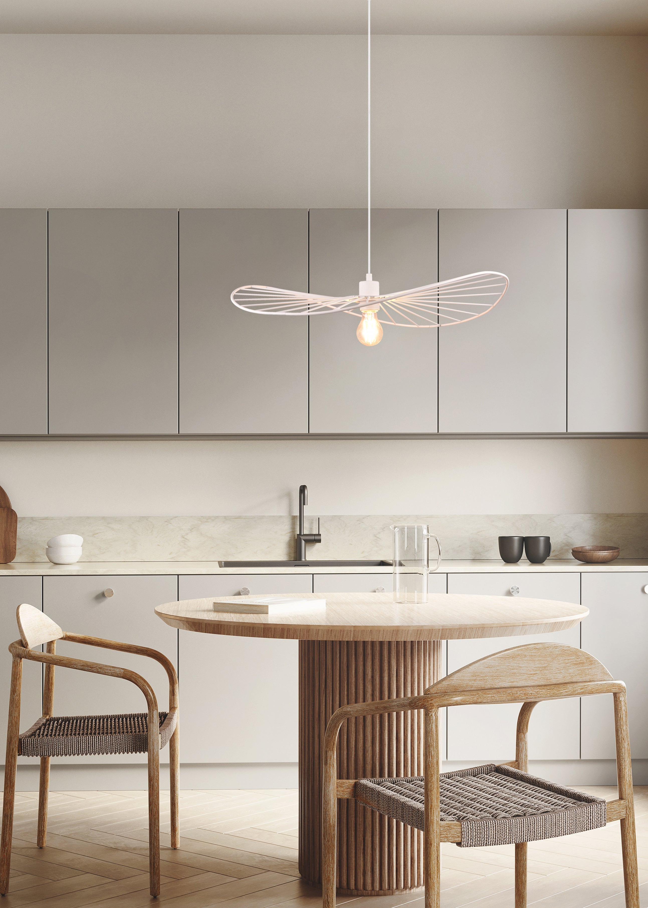 Chapeau Hanging Pendant - Black / White Finish