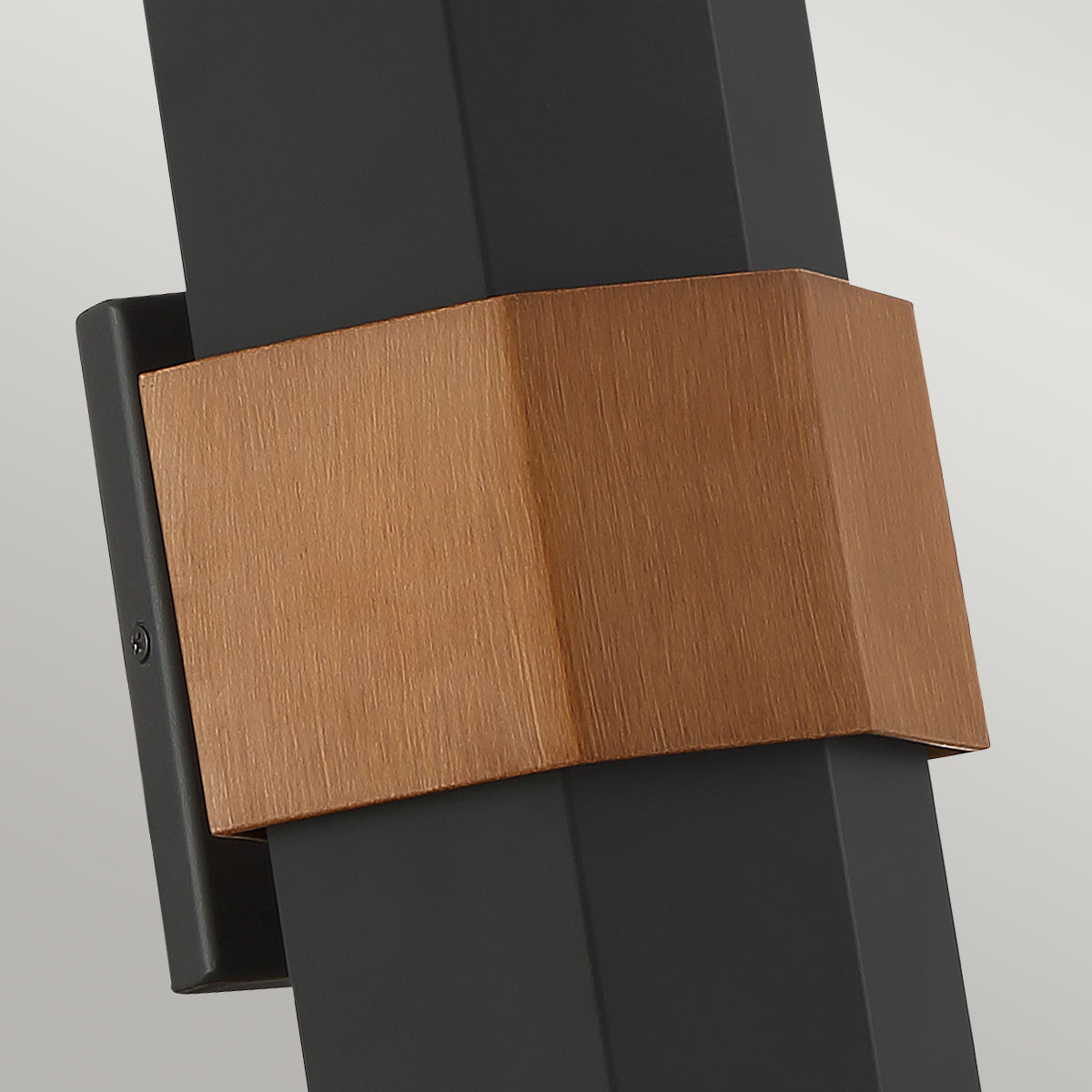 Chasm Medium LED Wall Lantern - Matte Black & Wood Finish