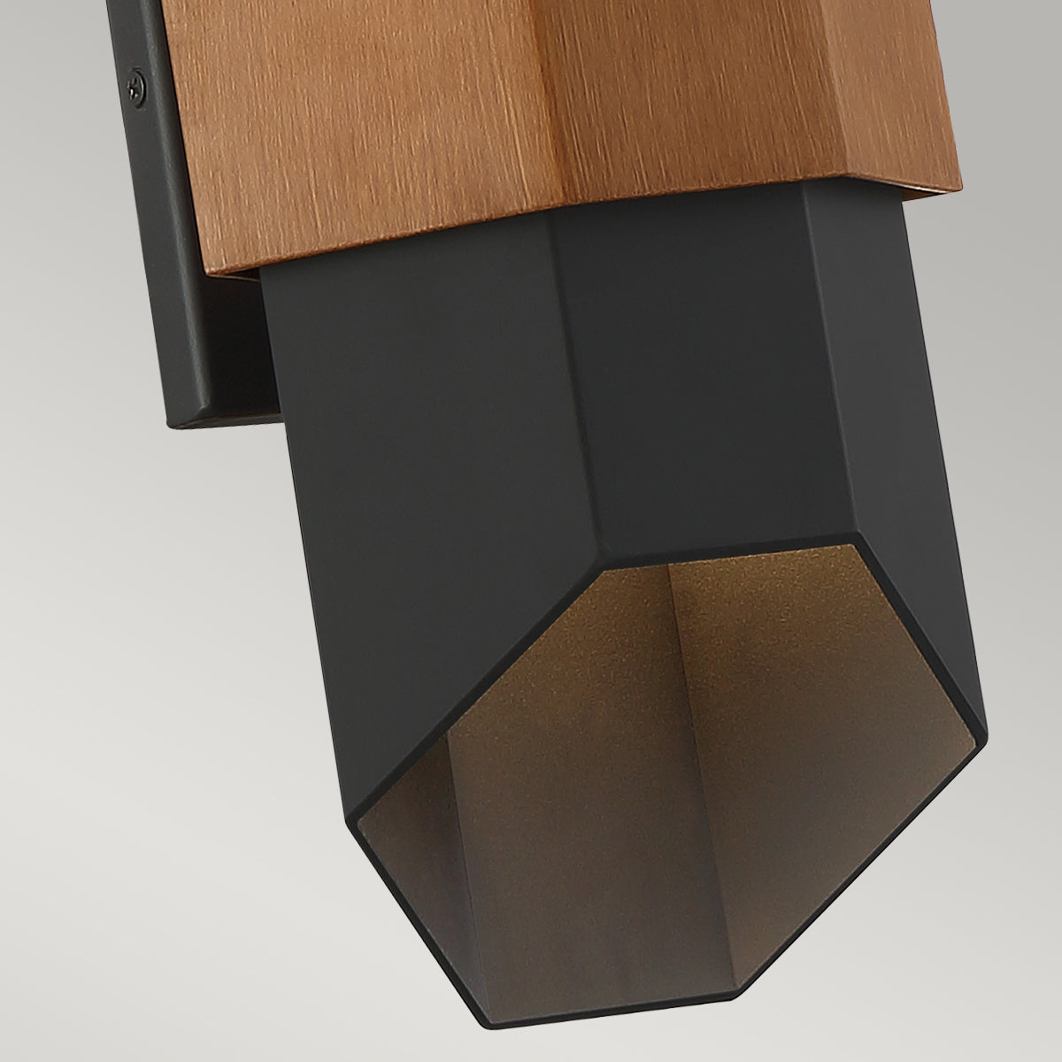 Chasm Medium LED Wall Lantern - Matte Black & Wood Finish