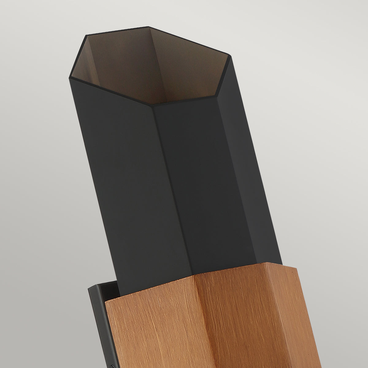 Chasm Large LED Wall Lantern - Matte Black & Wood Finish