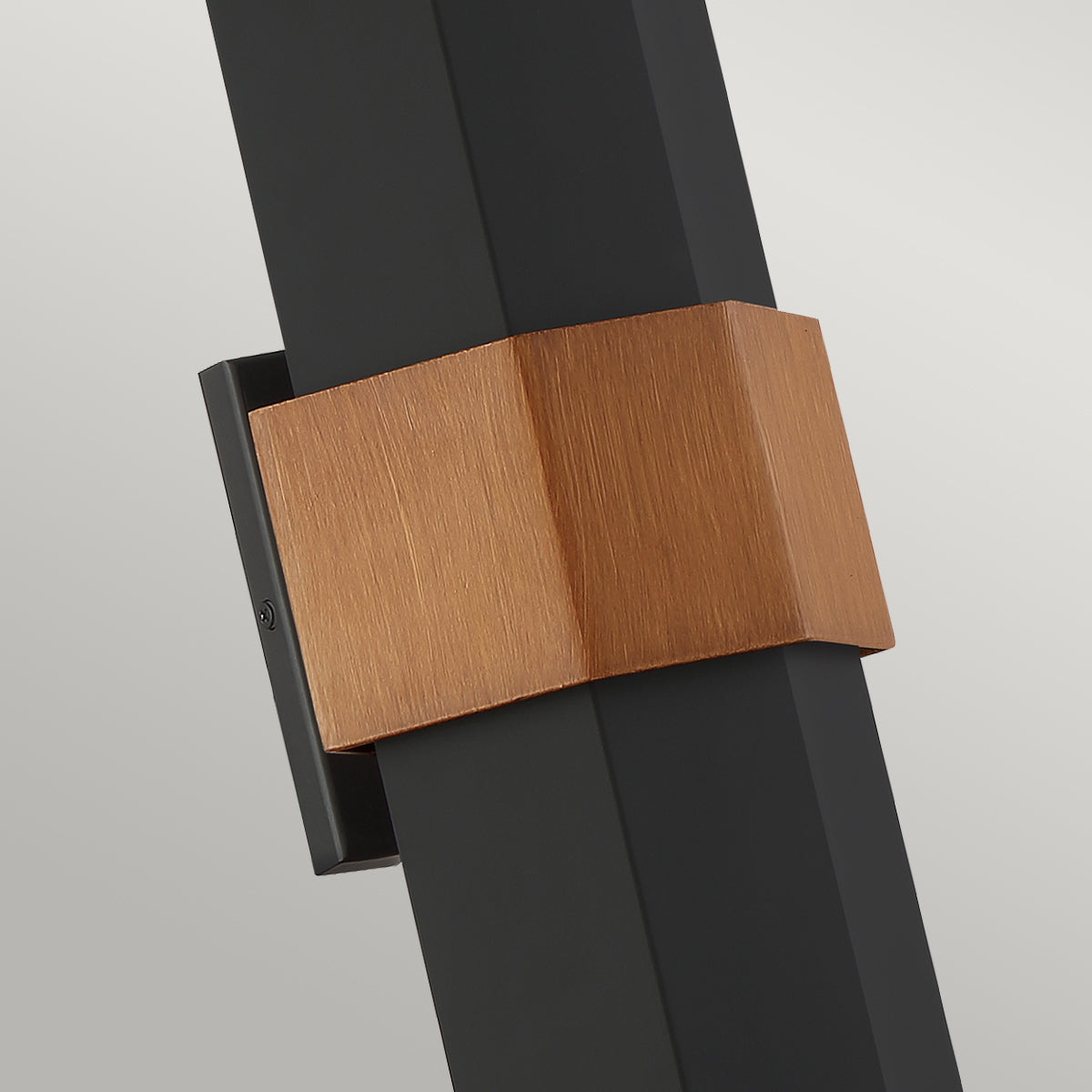 Chasm Large LED Wall Lantern - Matte Black & Wood Finish