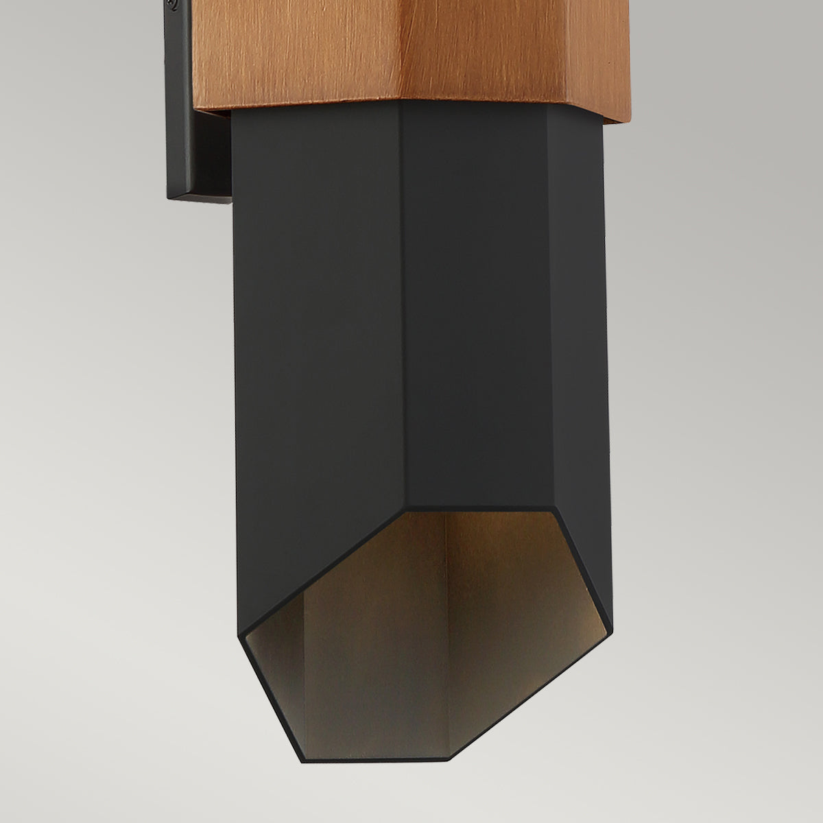 Chasm Large LED Wall Lantern - Matte Black & Wood Finish