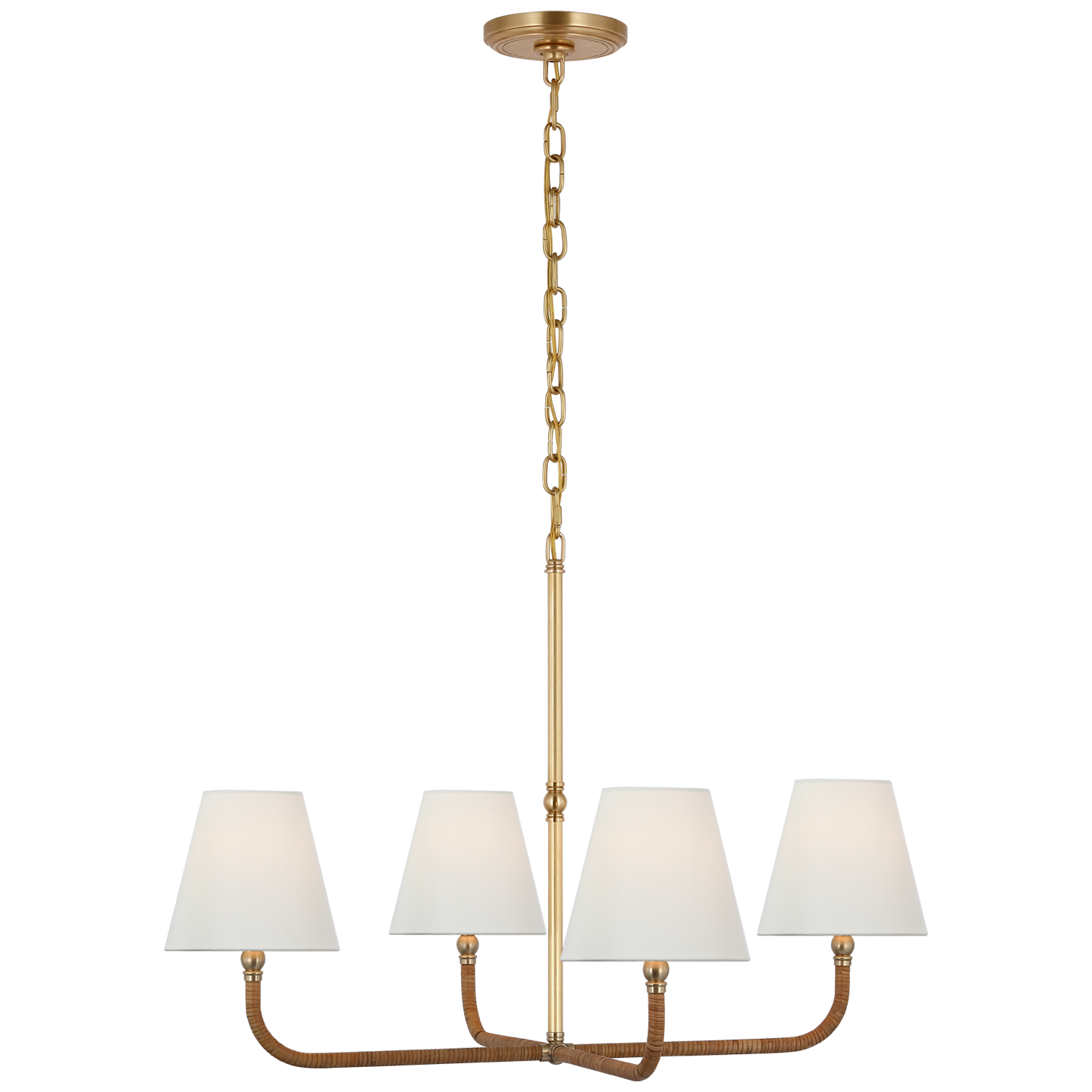 Basden 4Lt Multi-Arm Pendant - Brass & Rattan