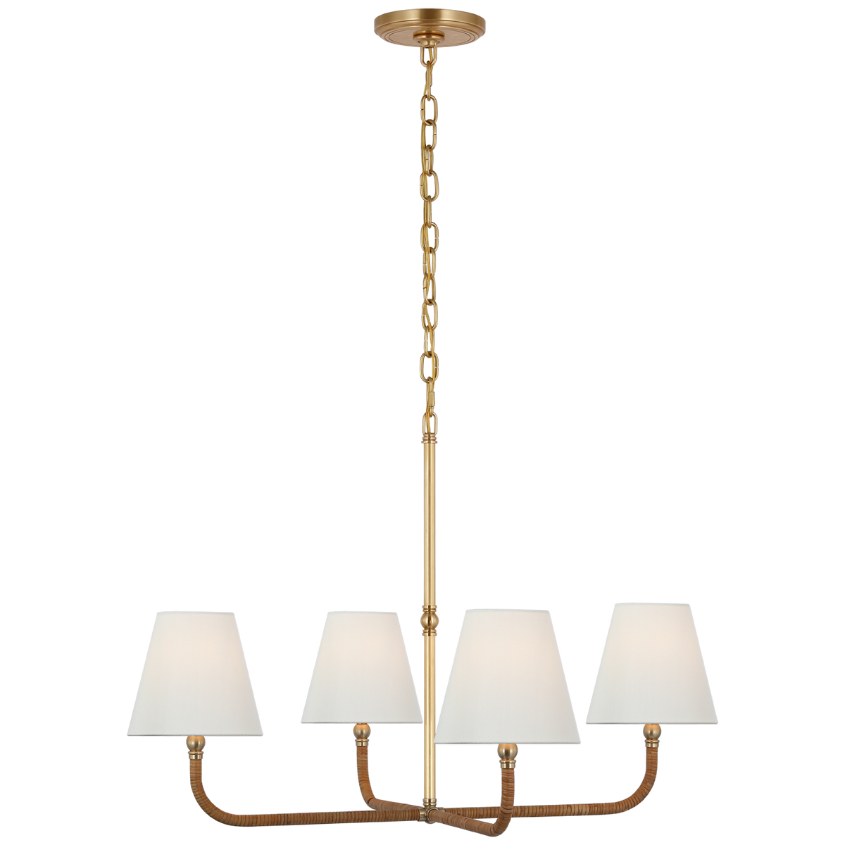 Basden 4Lt Multi-Arm Pendant - Brass & Rattan