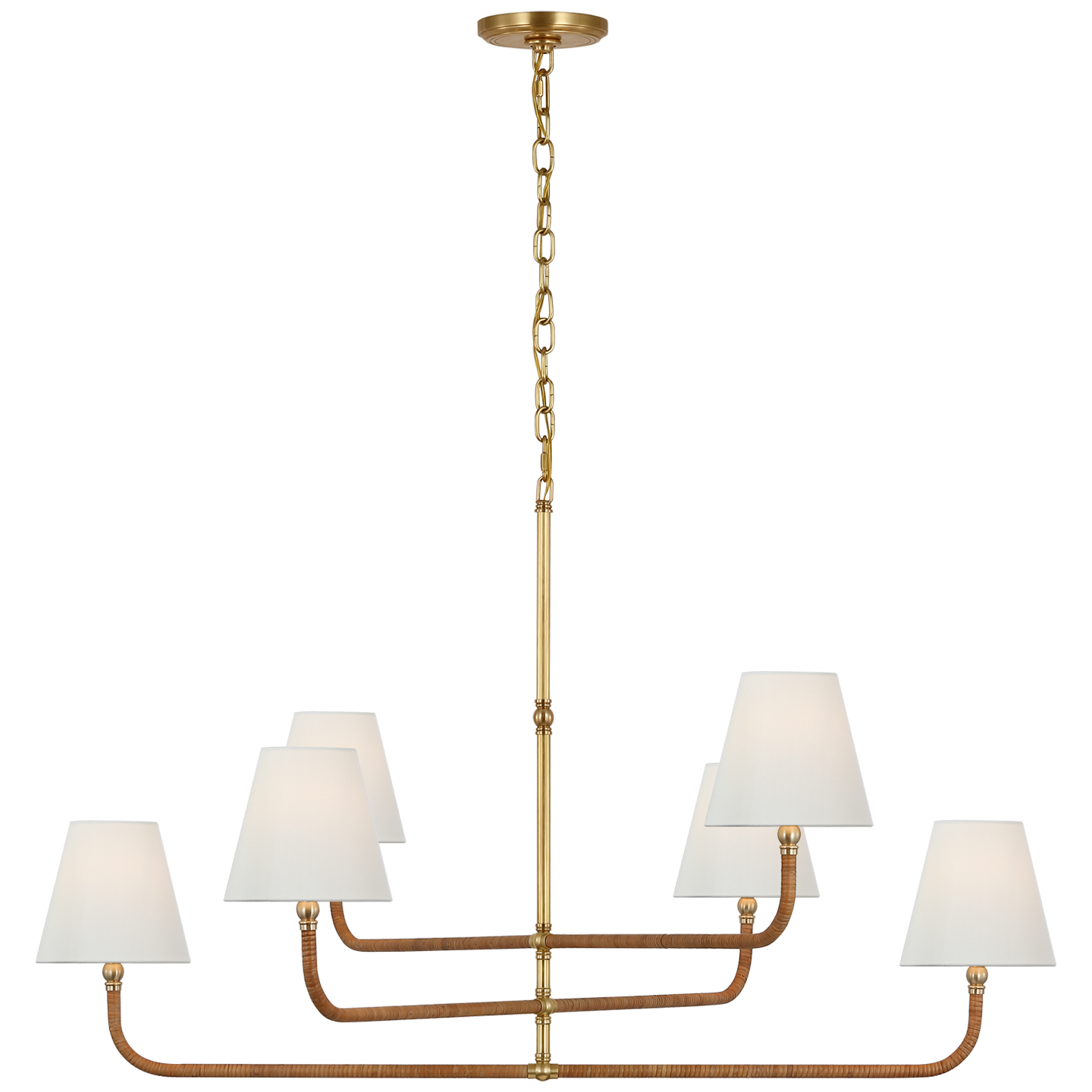 Basden Three Tier Chandelier - Rattan & Brass