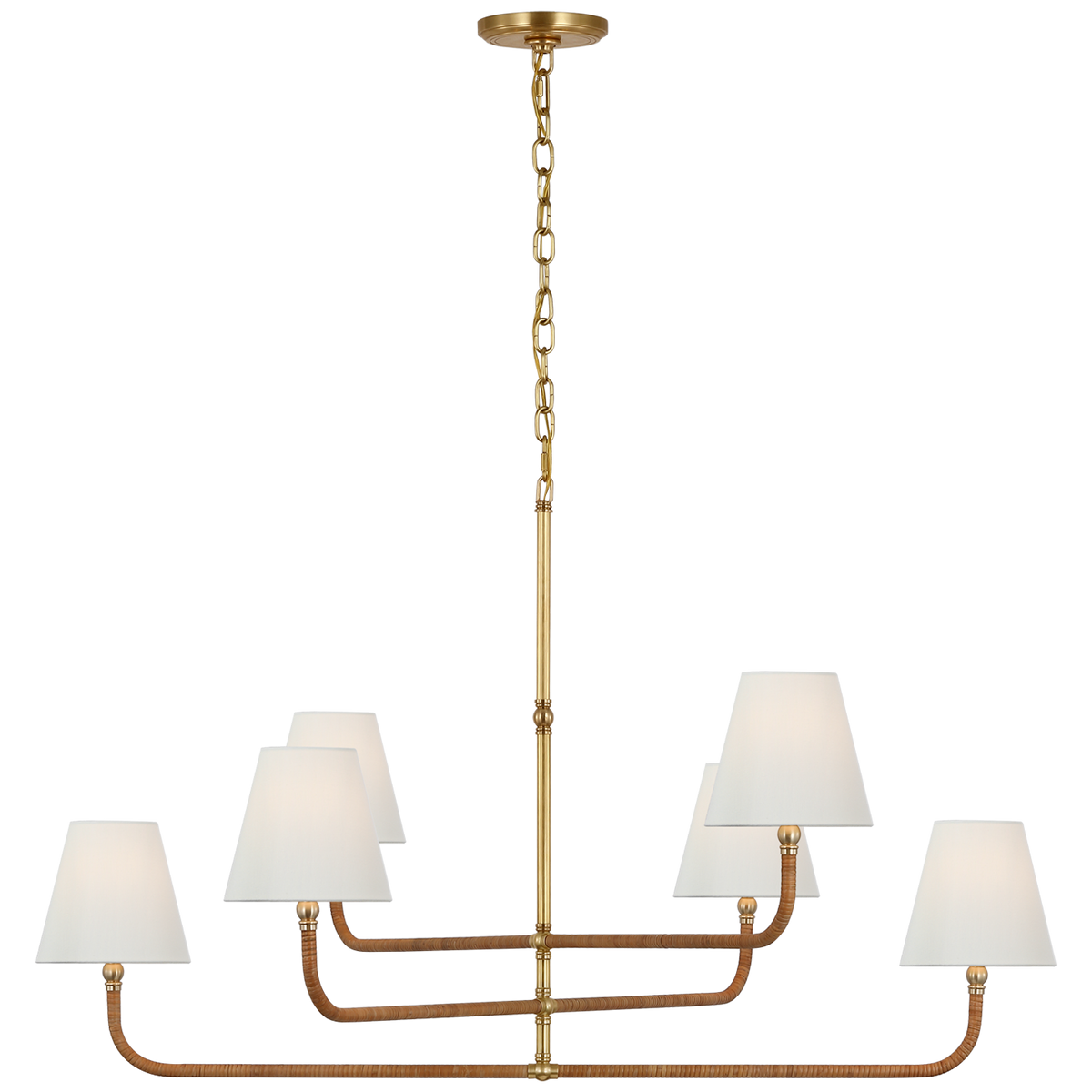Basden Three Tier Chandelier - Rattan & Brass
