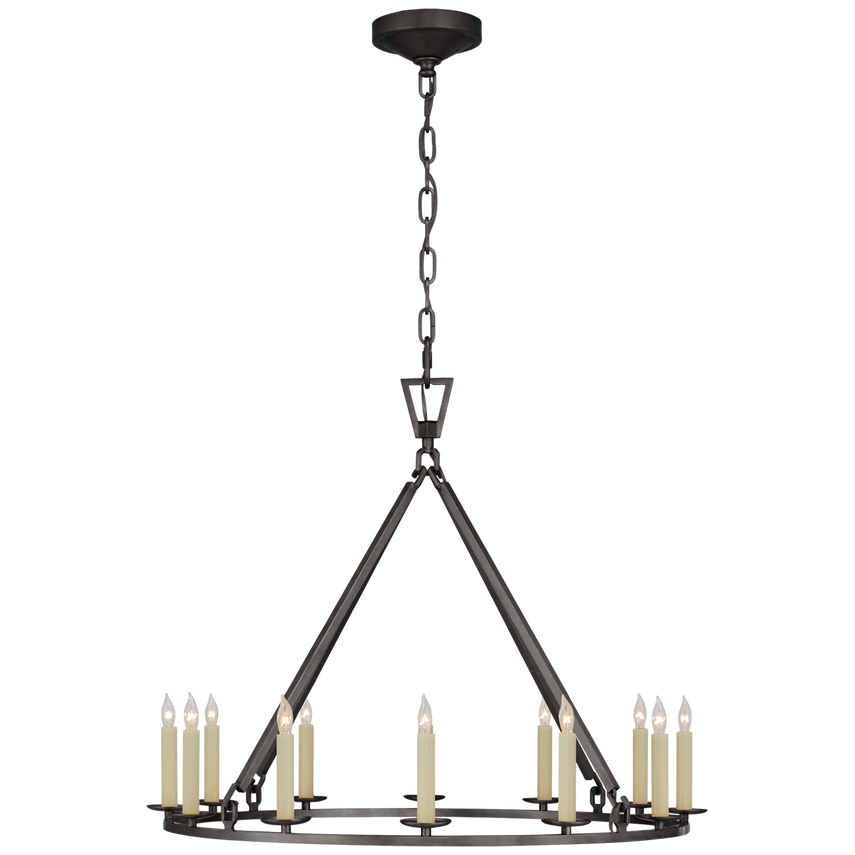 Darlana Small/Large Ring Chandelier - Aged Iron/Gild
