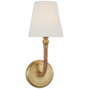 Basden Curved Wall Sconce - Brass & Rattan