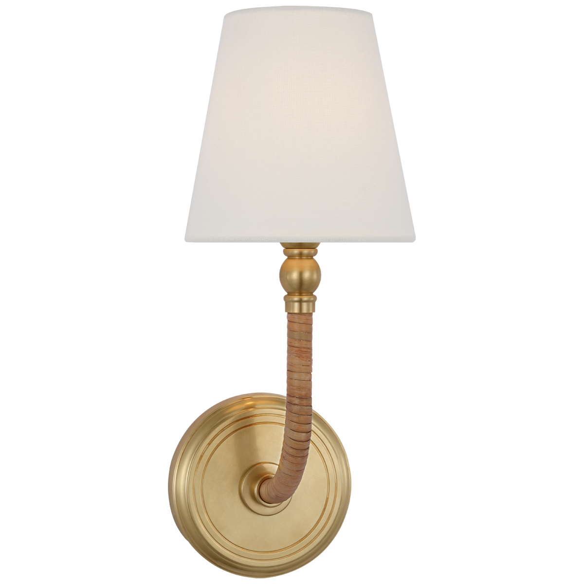 Basden Curved Wall Sconce - Brass & Rattan